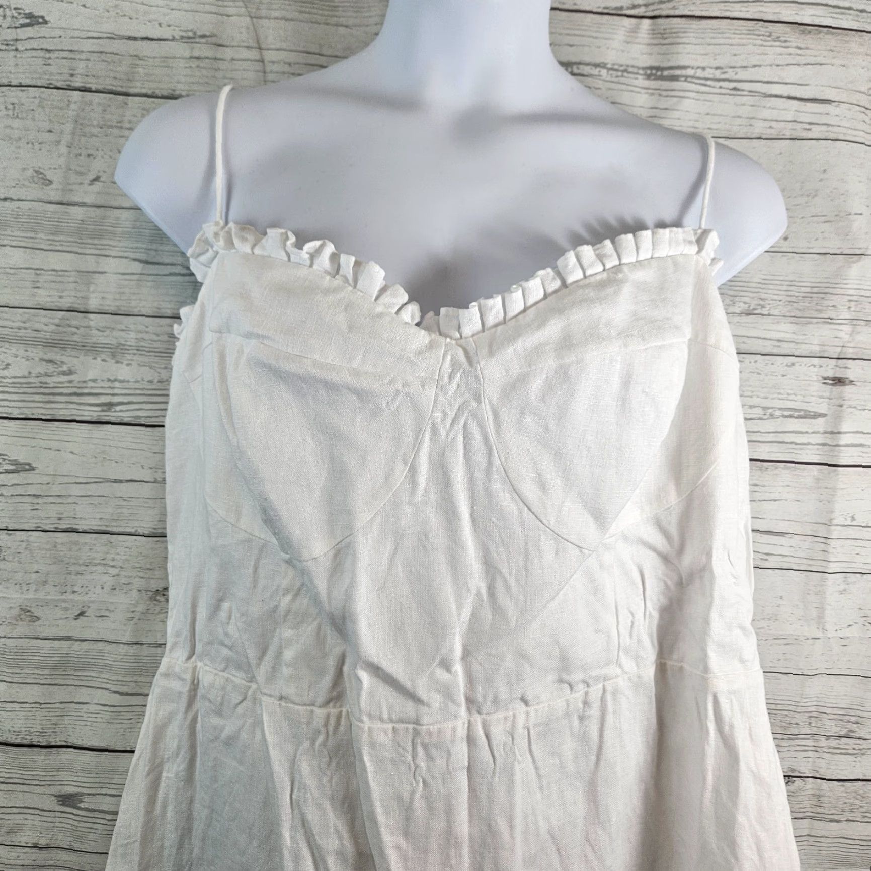 Reformation Reformation Womens Dress Solid White Linen Smocked Spaghetti Strap Size 20 Size 3XL / US 20-22 - 2 Thumbnail