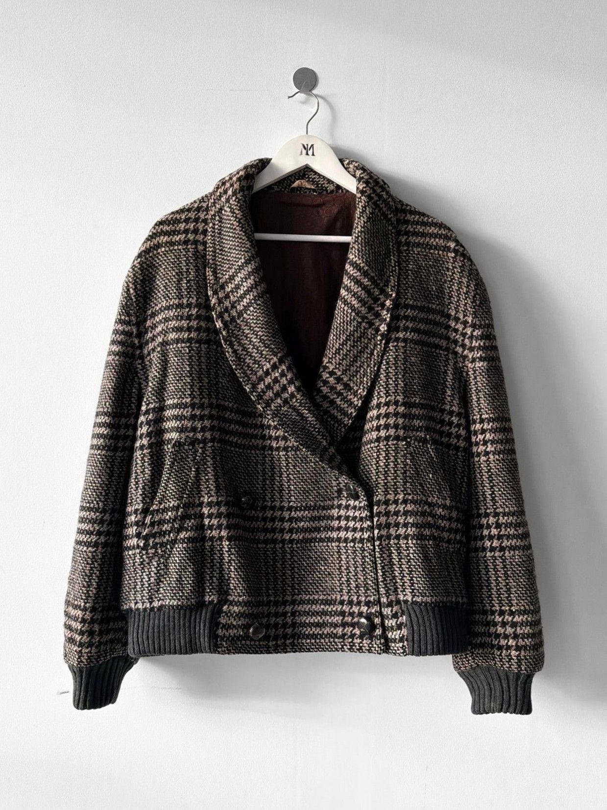 Valentino VALENTINO 1980s BOXY FIT SHAWL COLLAR PLAID JACKET Size US L / EU 52-54 / 3 - 1 Thumbnail