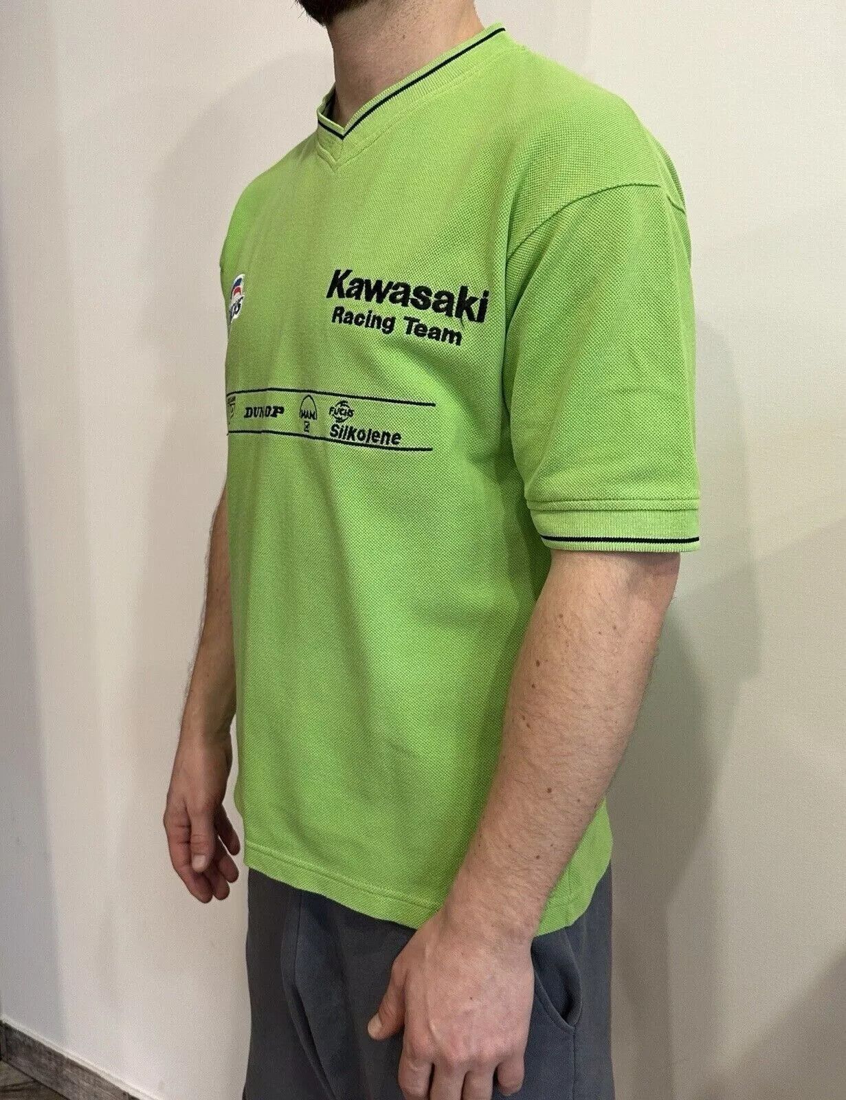 Vintage VINTAGE KAWASAKI RACING TEAM ECKL MOTO SHIRT FUCHS MENS S Size US S / EU 44-46 / 1 - 2 Thumbnail