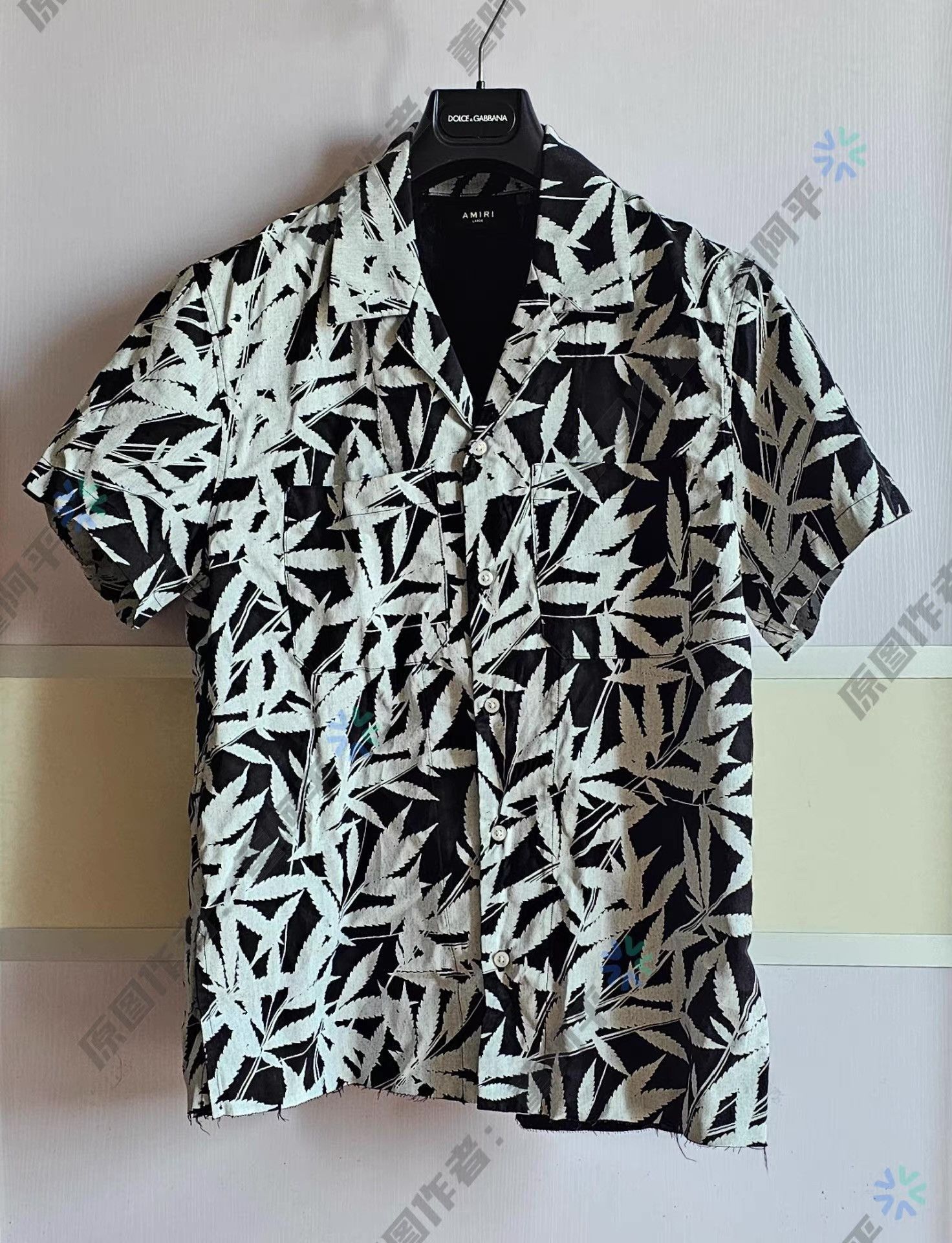 Amiri Leaf Print Short Sleeve Button-Up Shirt Size US L / EU 52-54 / 3 - 1 Thumbnail