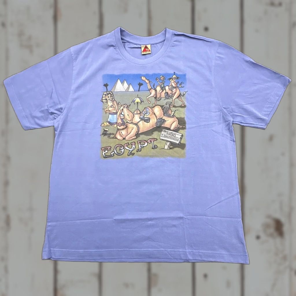 Vintage VINTAGE Cotton Land T-Shirt Mens XL Blue 100% Cotton Tourist Print Crew Neck Short Sleeve Size US XL / EU 56 / 4 - 1 Thumbnail