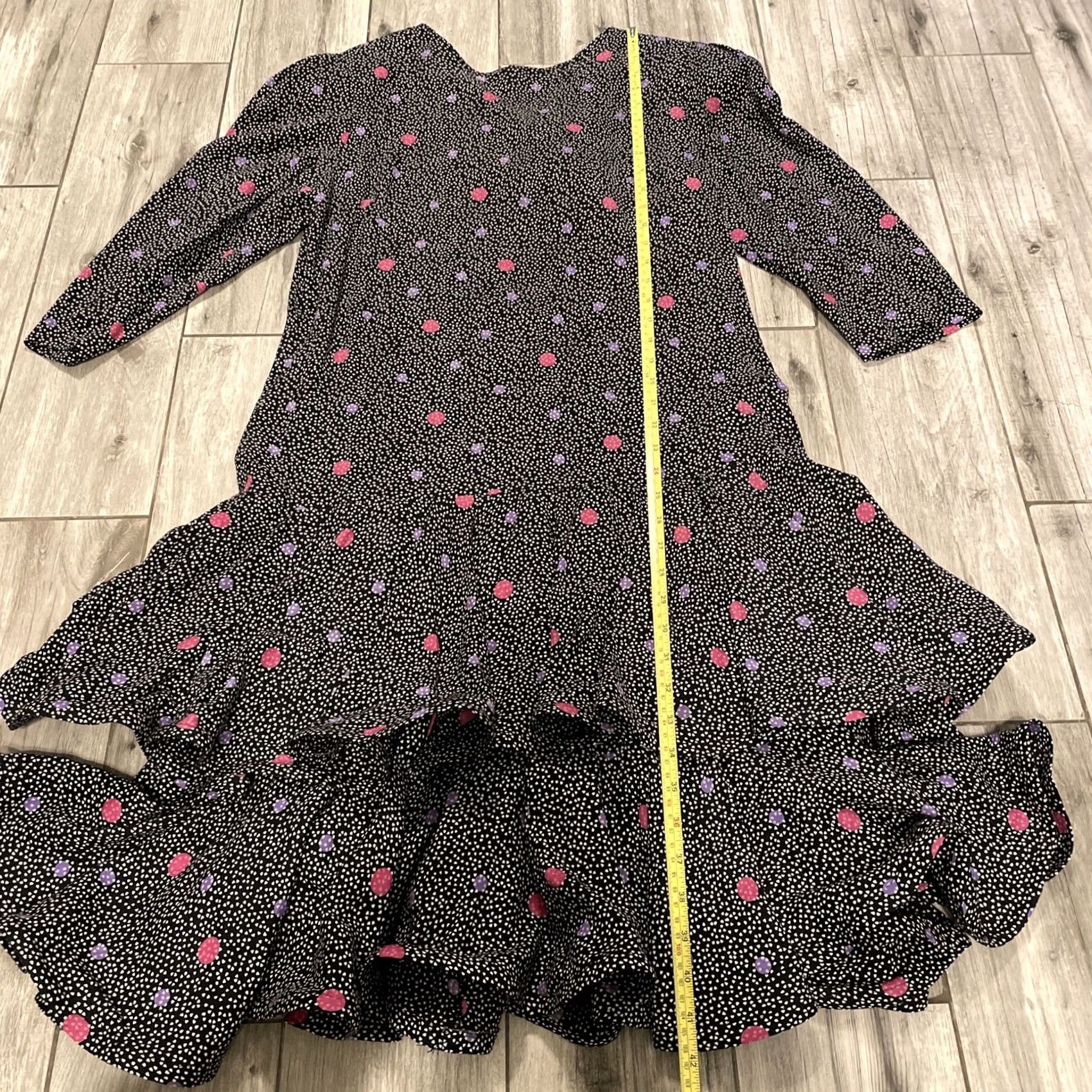 IWC Schaffhausen VINTAGE Jane Schaffhausen Belle France Polk Dot Prairie Dress Size 12 Long Sleeve Knee Length Black Rayon Zipper Pocket Fit & Flare Woman Casual Size XL / US 12-14 / IT 48-50 - 4 Thumbnail