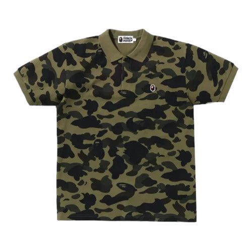 image of Bape 1St Camo Patched Polo Green, Men's (Size Small)