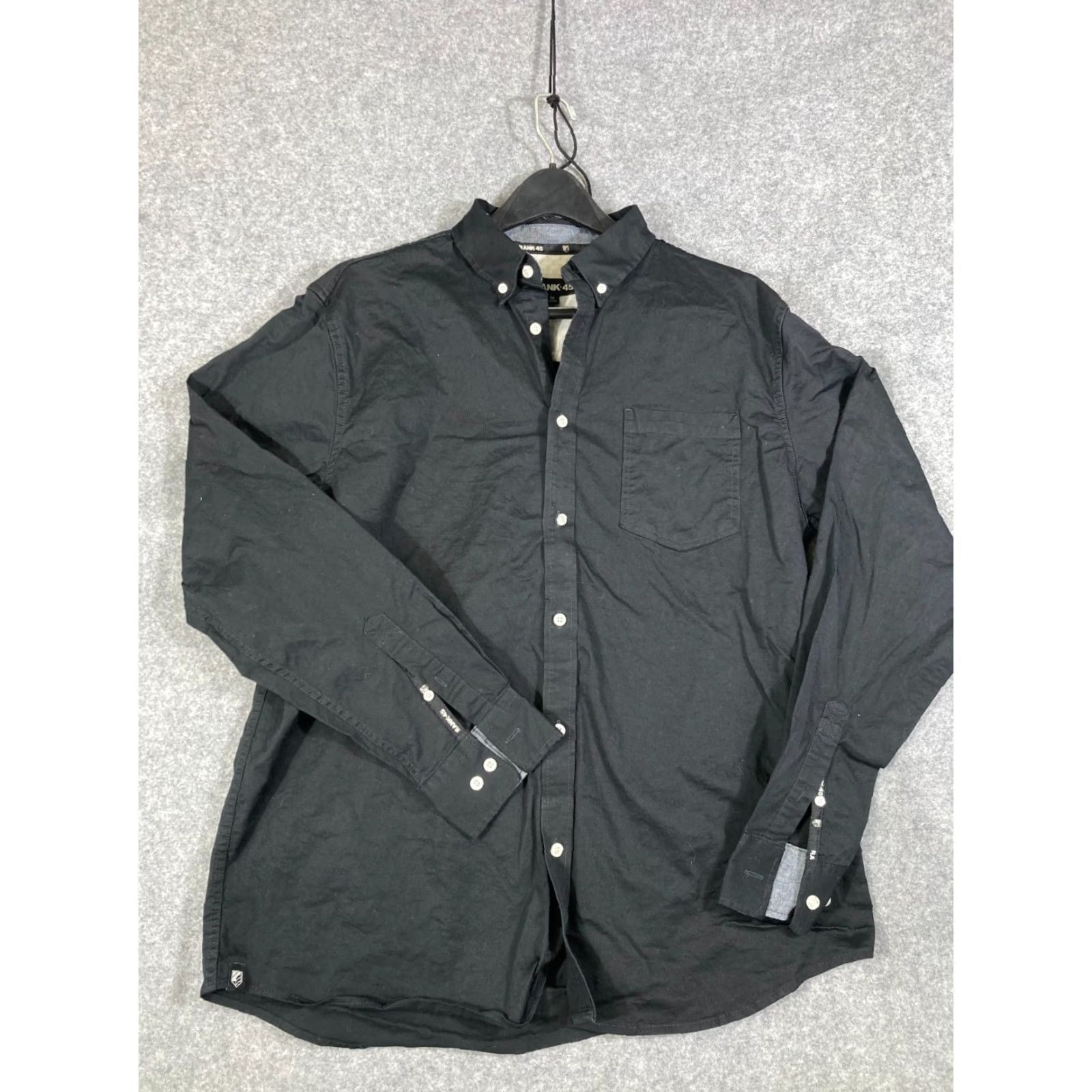 Vintage Rank 45 Button Down Shirt Mens Medium Black Stretch Long Sleeve Preppy Pocket Shirt Size US M / EU 48-50 / 2 - 2 Thumbnail
