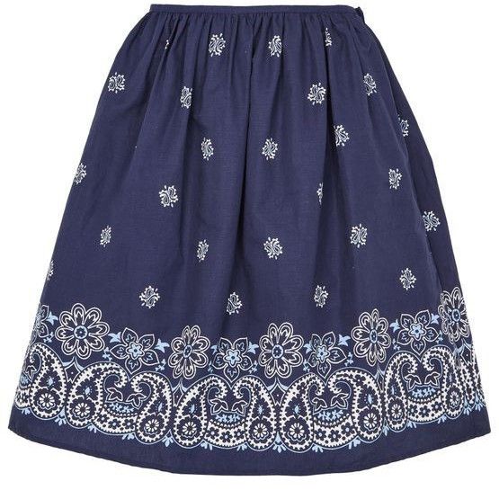MIU MIU Bandana Blue Cotton Midi Skirt New & Authentic (Wome