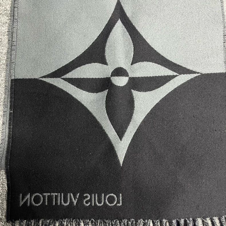 Louis Vuitton Louis Vuitton Black two-tone design wool scarf Size ONE SIZE - 2 Thumbnail