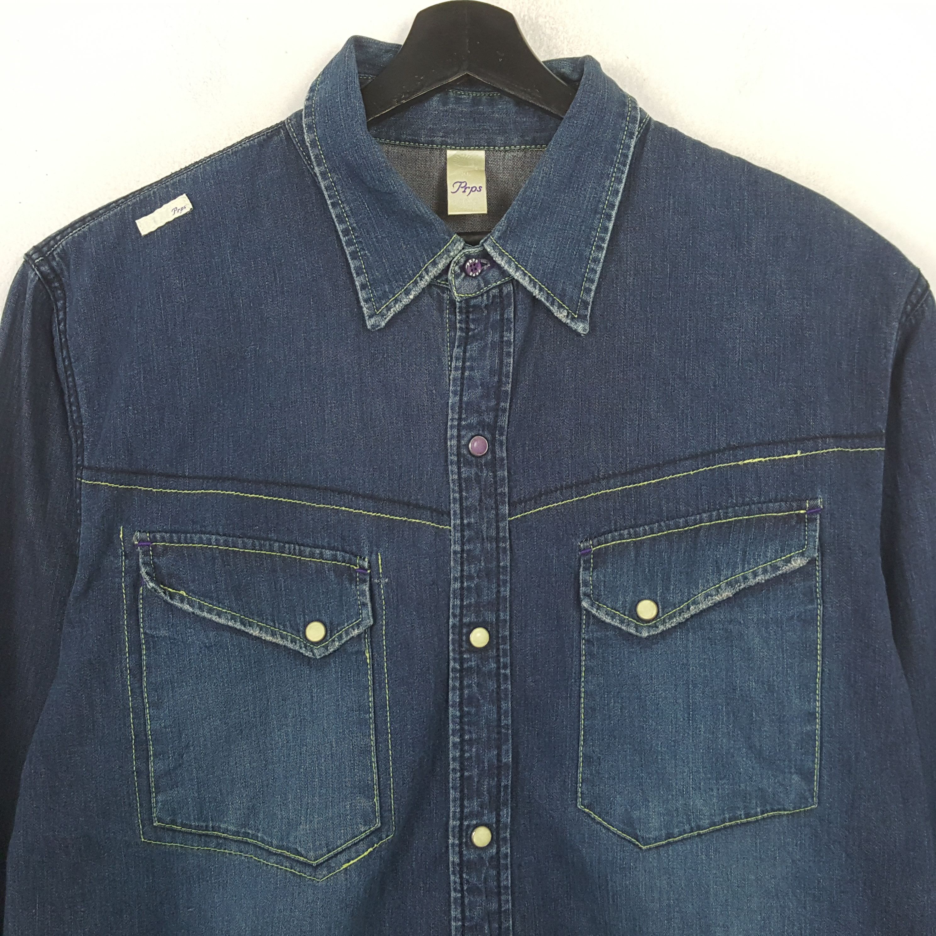 Prps Prps Fashion Style Double Pocket Denim Shirt RR8 Size US XL / EU 56 / 4 - 2 Thumbnail