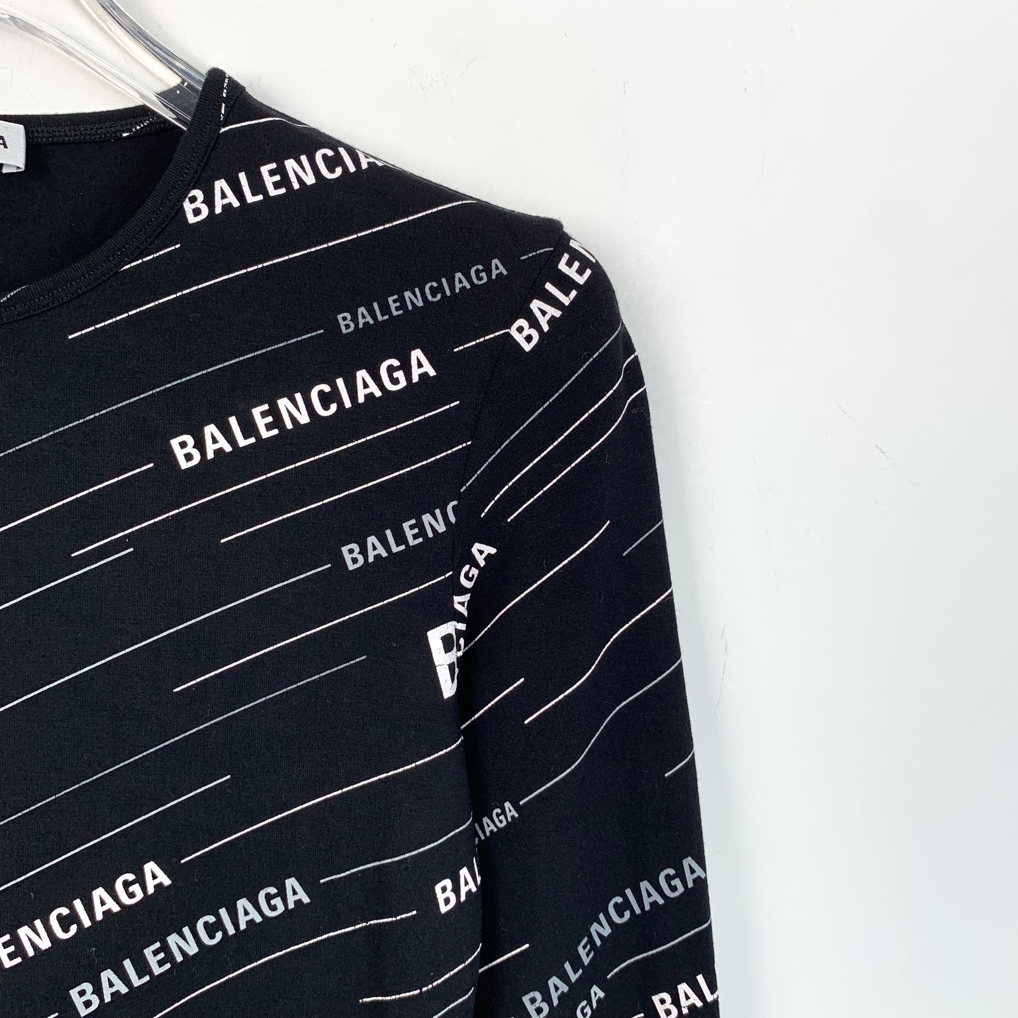 Balenciaga Balenciaga Black All-Over Logo Long-Sleeve Shirt XS Size XS / US 0-2 / IT 36-38 - 3 Thumbnail