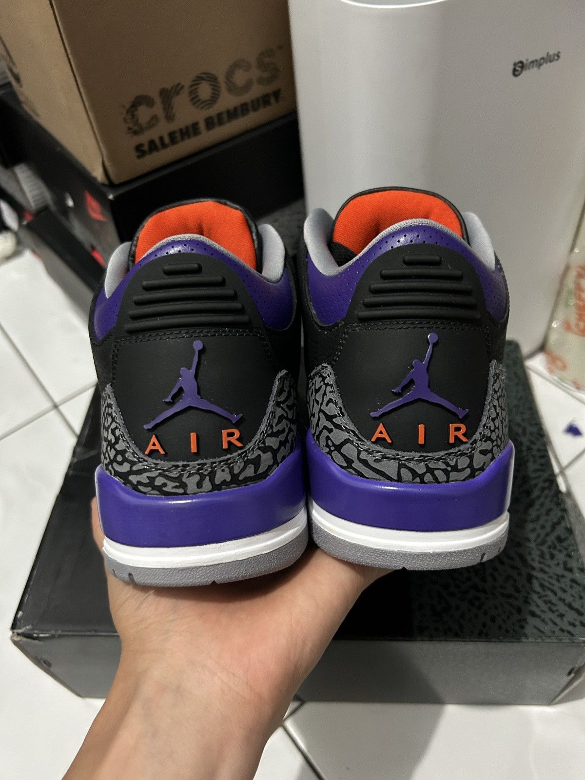 Jordan Brand nike air jordan 3 black court purple Size US 8.5 / EU 41-42 - 6 Thumbnail