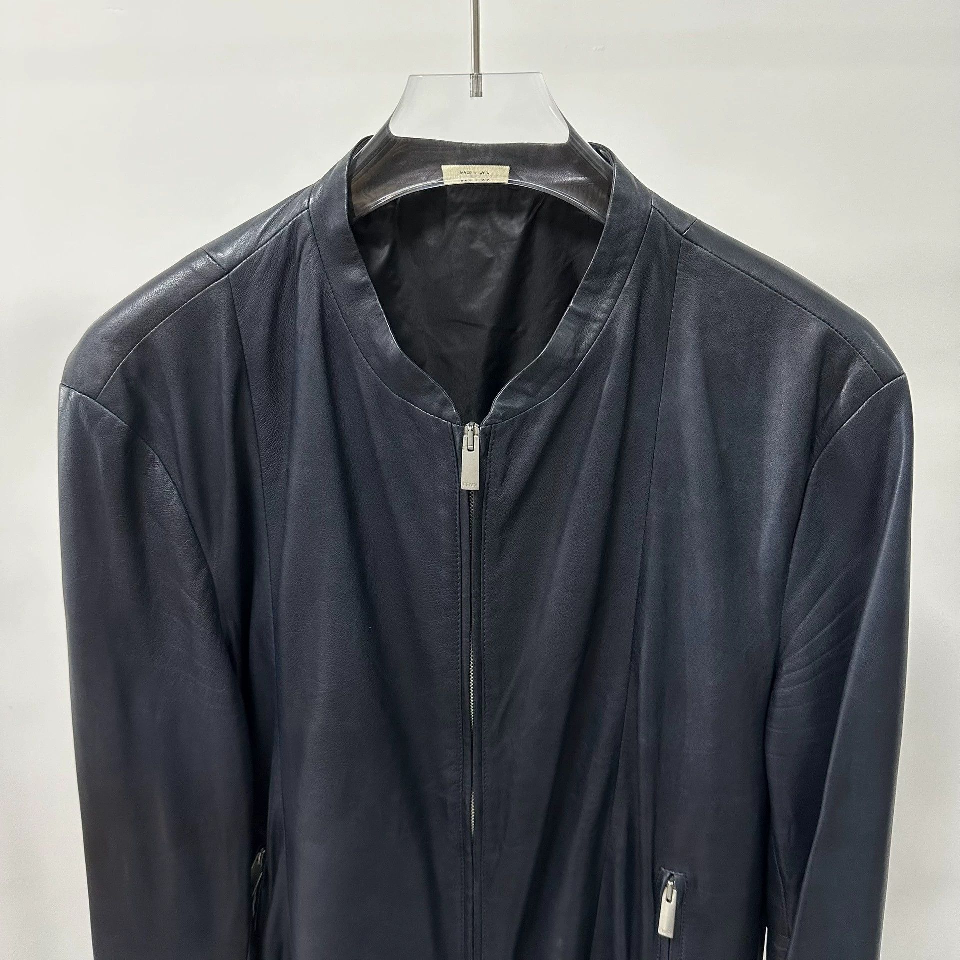 Fendi Fendi Navy Blue 100% Lambskin Leather Jacket 50 Size US M / EU 48-50 / 2 - 3 Thumbnail
