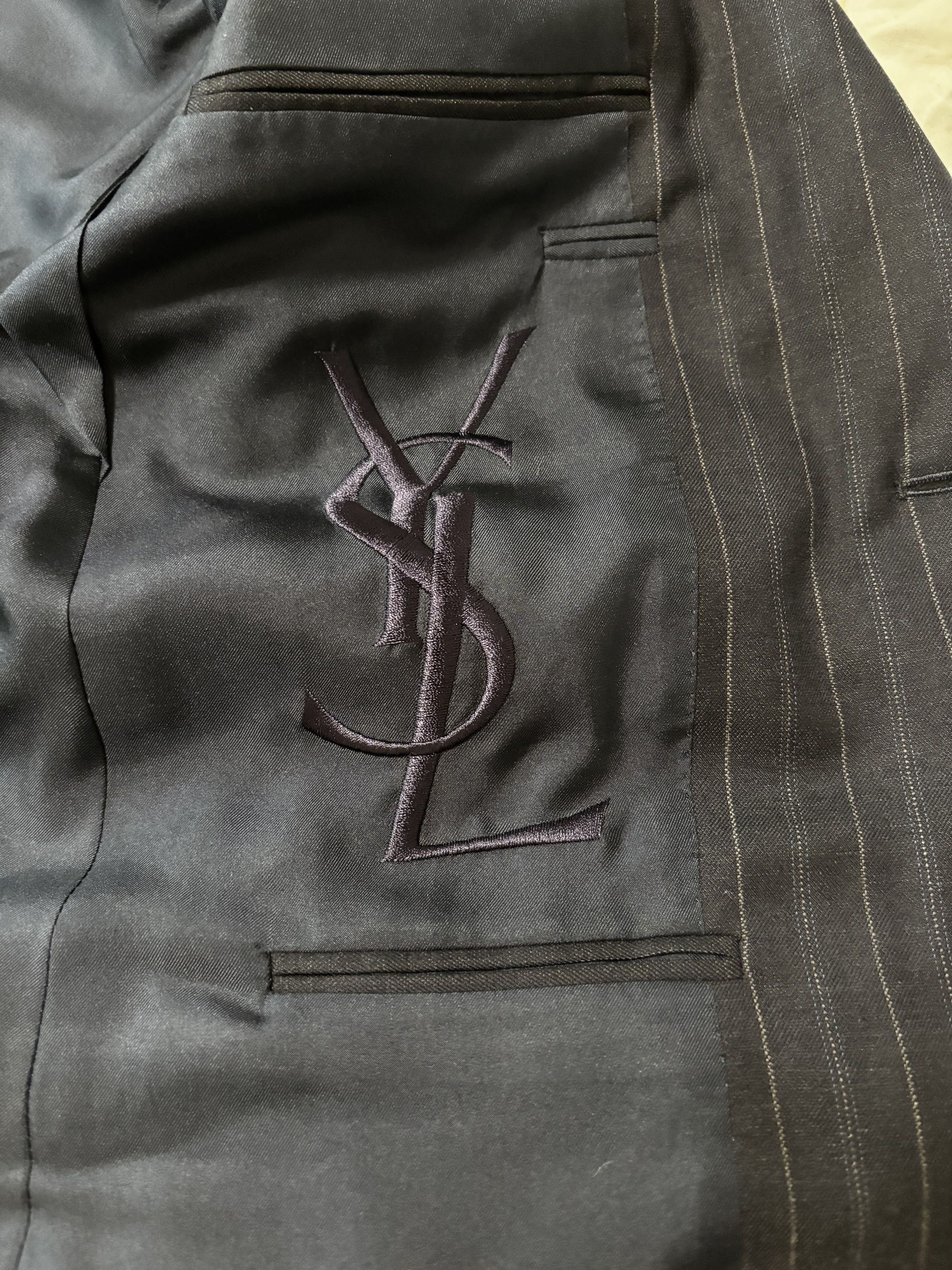 Vintage Yves Saint Laurent Ysl Stripe Wool Blazer Jacket 40r in Blue, Men's