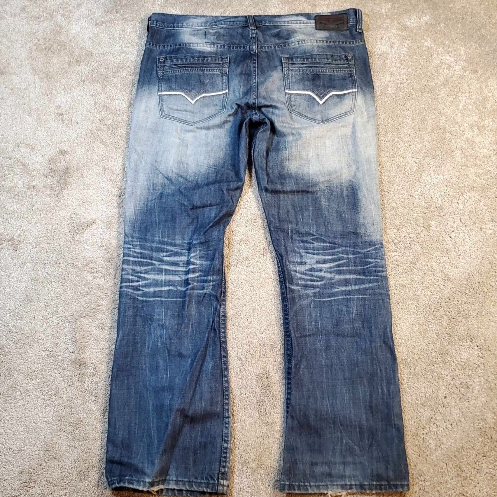 Buffalo David Bitton Buffalo David Bitton Jeans Mens 38 Blue Denim Straight Leg 38x31 Regular Inseam 30in 5-Pocket Denim Jeans Size US 38 / EU 54 - 3 Thumbnail