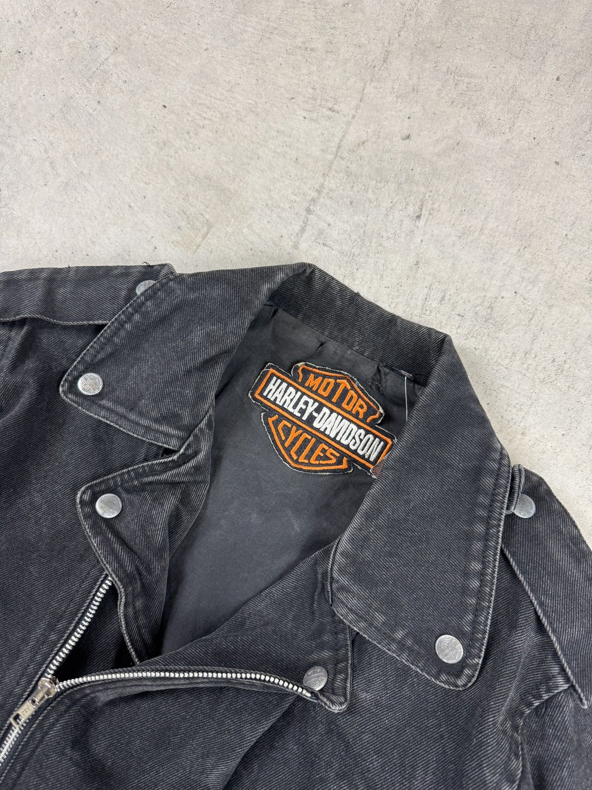 Harley Davidson × Vintage 1990’s Harley Davidson Black Denim Riding Jacket Size US M / EU 48-50 / 2 - 3 Thumbnail