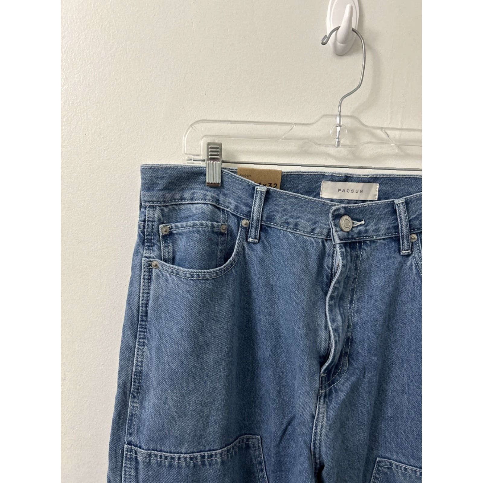 Pacsun VINTAGE PacSun Baggy Jeans Mens 34x32 Blue Cargo Pocket Double Knee NWT 5 MSRP Size US 34 / EU 50 - 6 Thumbnail