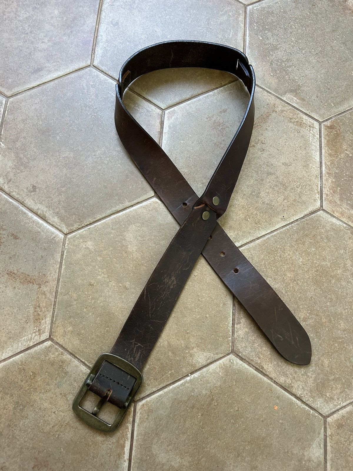 Japanese Brand VINTAGE LEATHER BELT AVANT-GARDE Size ONE SIZE - 1 Thumbnail