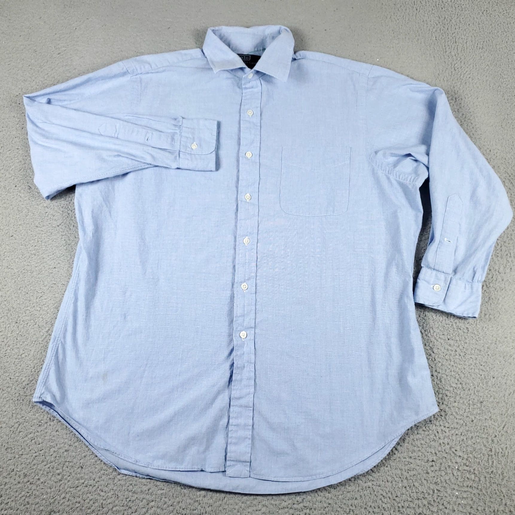 Ralph Lauren Ralph Lauren Shirt Mens Size 17 Blue Dress Pony Button Up Long Sleeve Size 46R - 2 Thumbnail