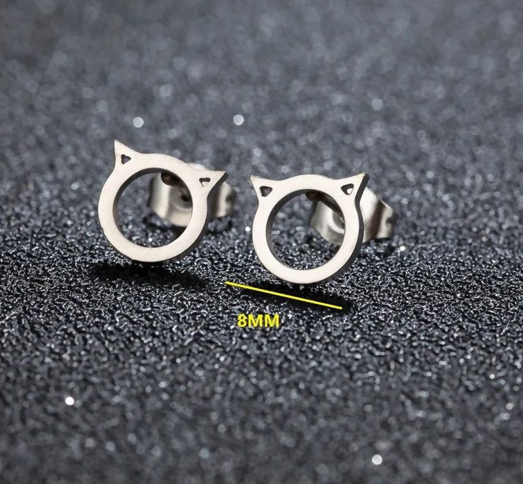 Jewelry Cute Cat Stud Earrings Charm Earring Gift Size ONE SIZE - 2 Thumbnail