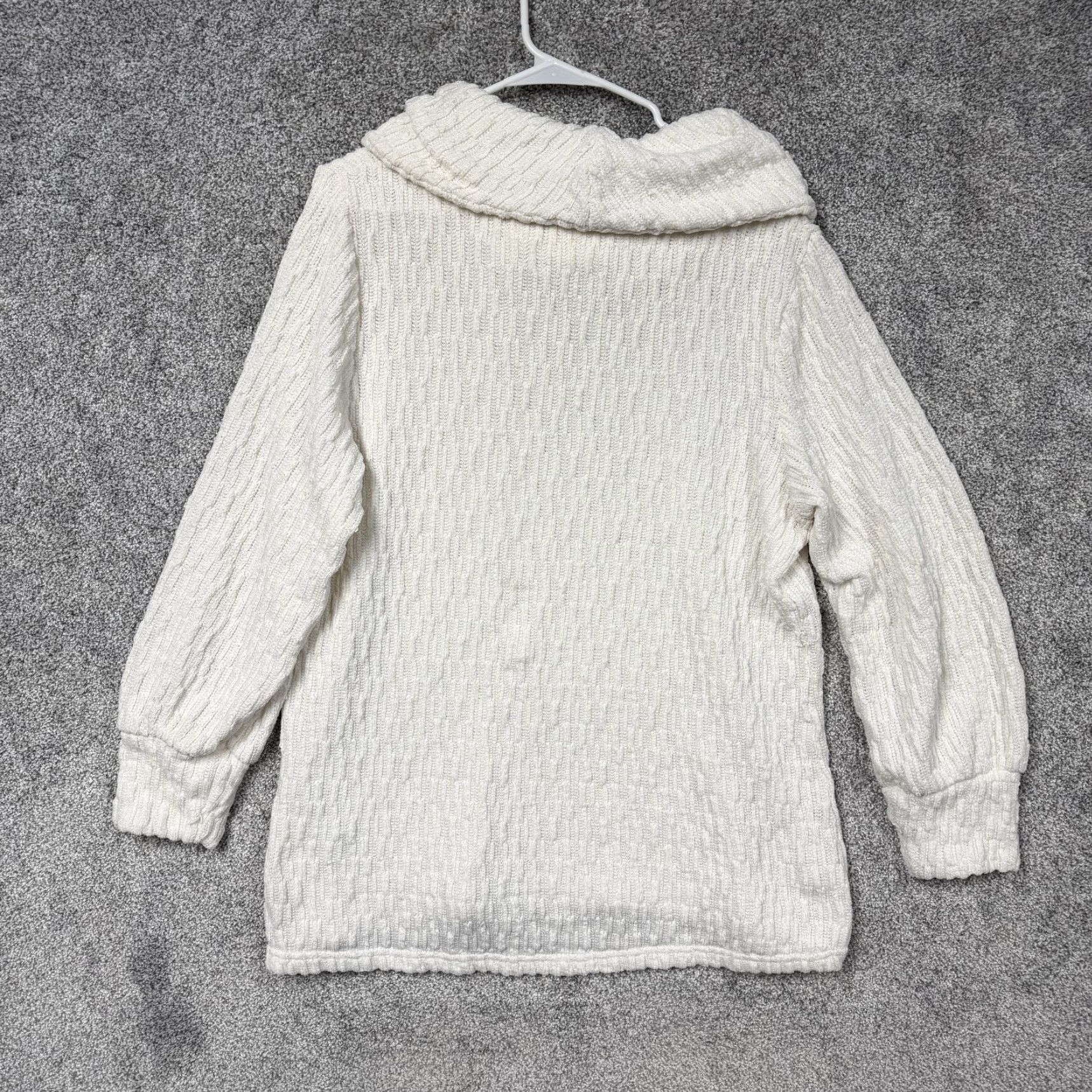 Vintage Indigo Soul Womens Tunic Sweater 2XL White Cowl Knit Button Cuff Boho Textured Size XXL / US 16-18 / IT 52-54 - 7 Thumbnail