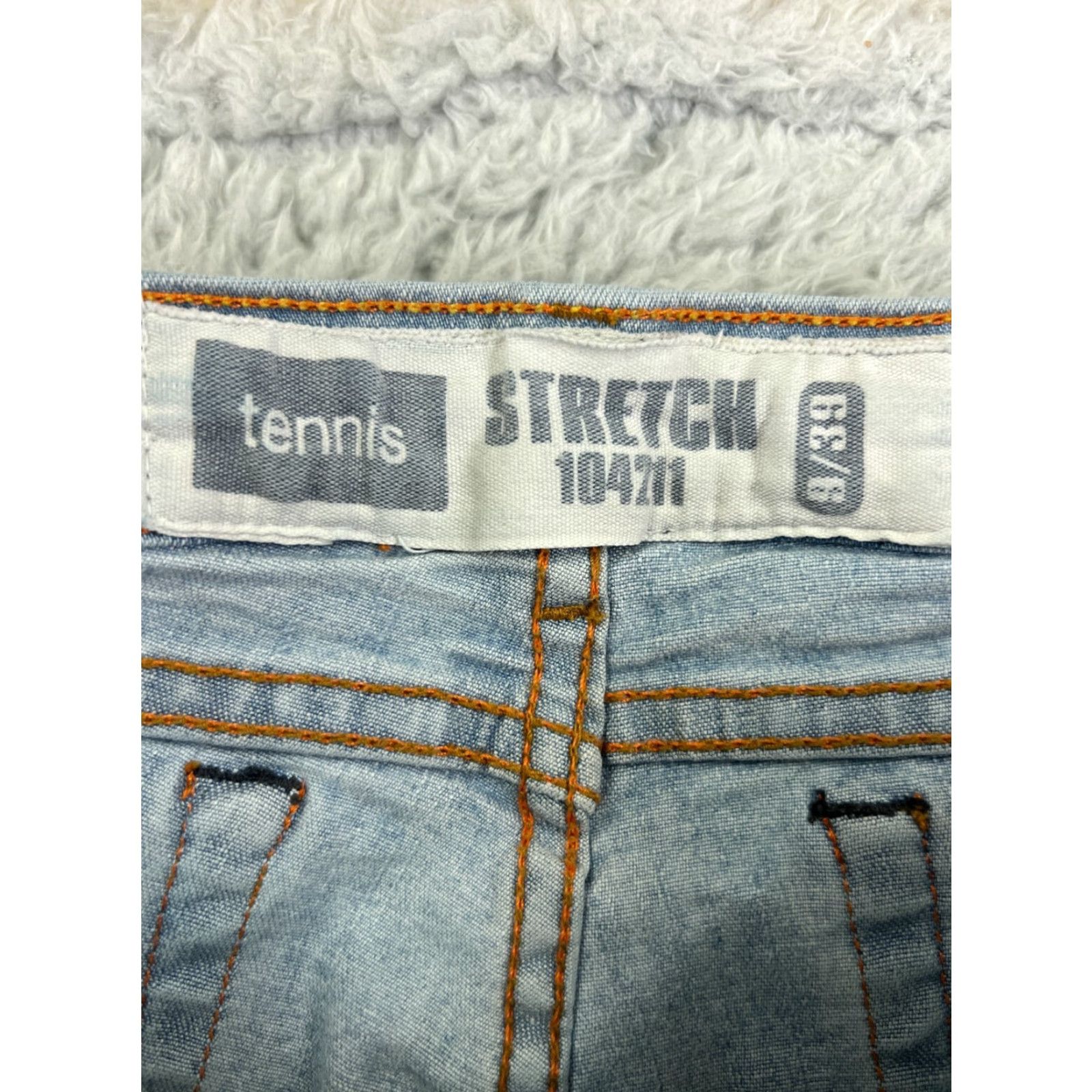 CO Tennis Jeans Co Jeans Women's 27x33 Blue Denim Distressed Flared 9 Regular Inseam 33 Cotton Blend 5-Pocket Closure Zip Vintage No Size 30" / US 8 / IT 44 - 6 Thumbnail