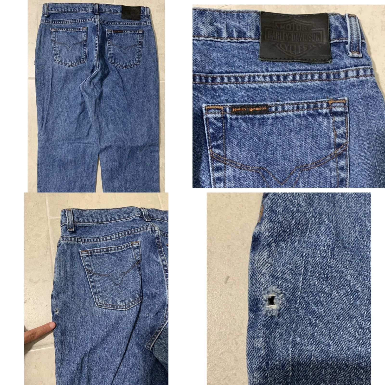 Harley Davidson VINTAGE Harley-Davidson Denim Jeans Boot Cut Women 12 Regular Blue Medium 32x32 5-Pocket Mens Girls Size 34" / US 12 / IT 48 - 8 Thumbnail