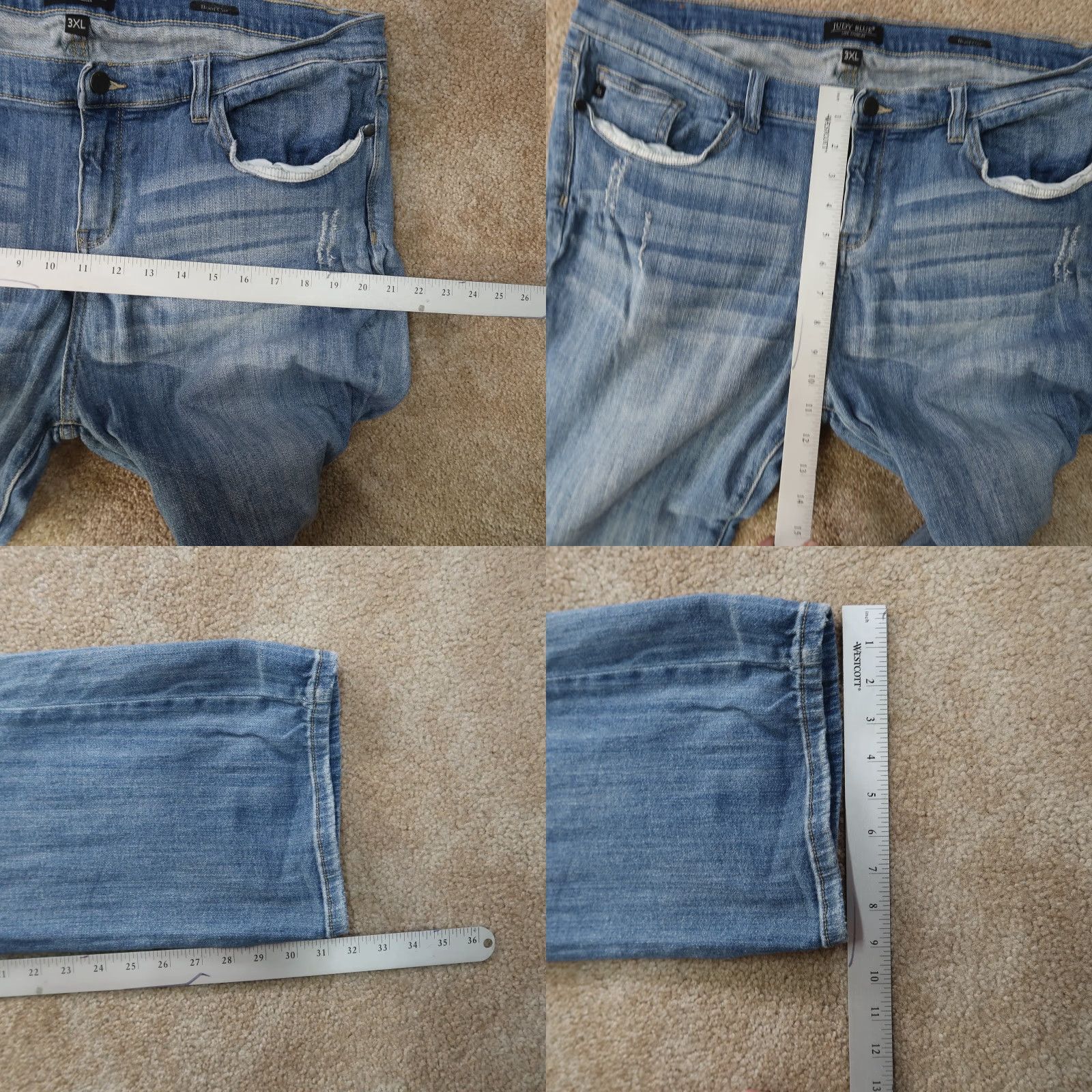 Vintage Judy Blue Jeans Women's 3XL High Rise Bootcut Denim Blue Stretch Regular 38x32 Modern Classic 5-Pocket Zip Button Jeans Size 40" / US 18 - 8 Thumbnail
