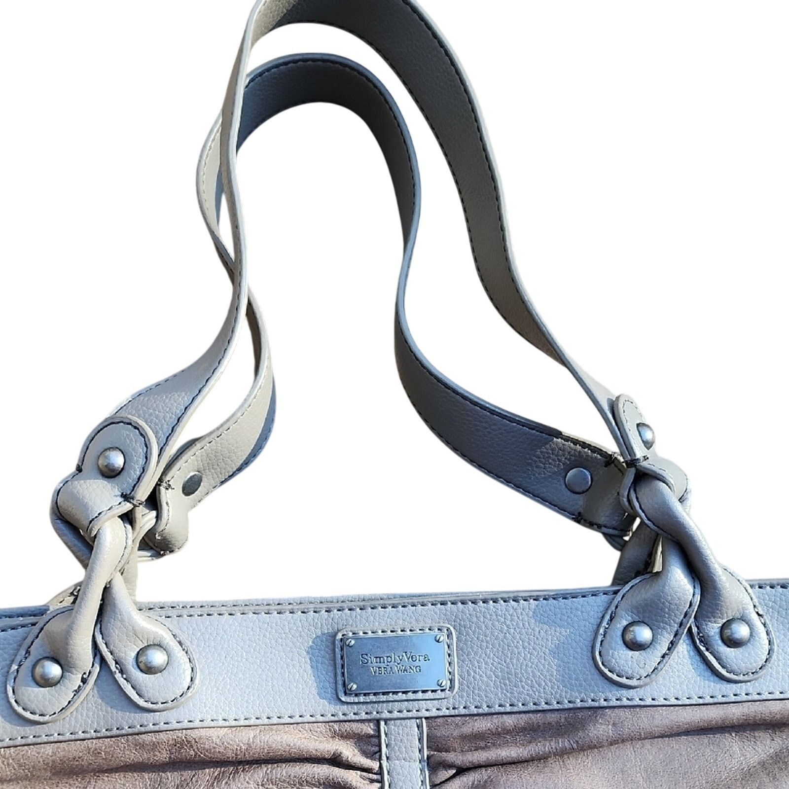 Vera Wang Simply Vera Elegant Tan Leather Tote Bag Size ONE SIZE - 3 Thumbnail