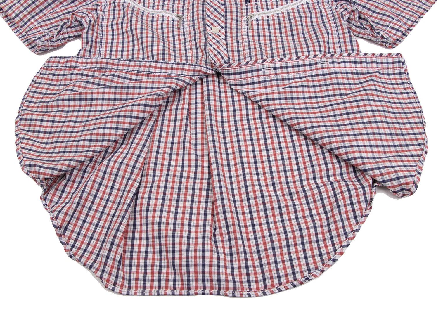 Junya Watanabe Zipper Pocket Puckering Check Short Sleeve Shirt Navy Red Size US S / EU 44-46 / 1 - 11 Thumbnail
