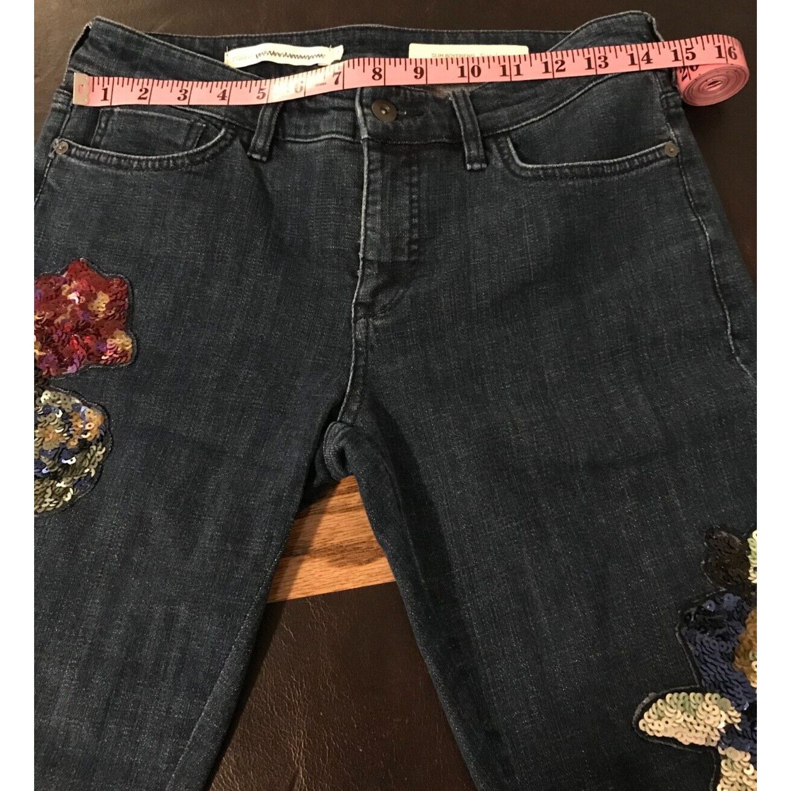 Anthropologie Anthropologie Pilcro & the Letterpress Sequin Slim Jeans Size 26" / US 2 / IT 38 - 11 Thumbnail