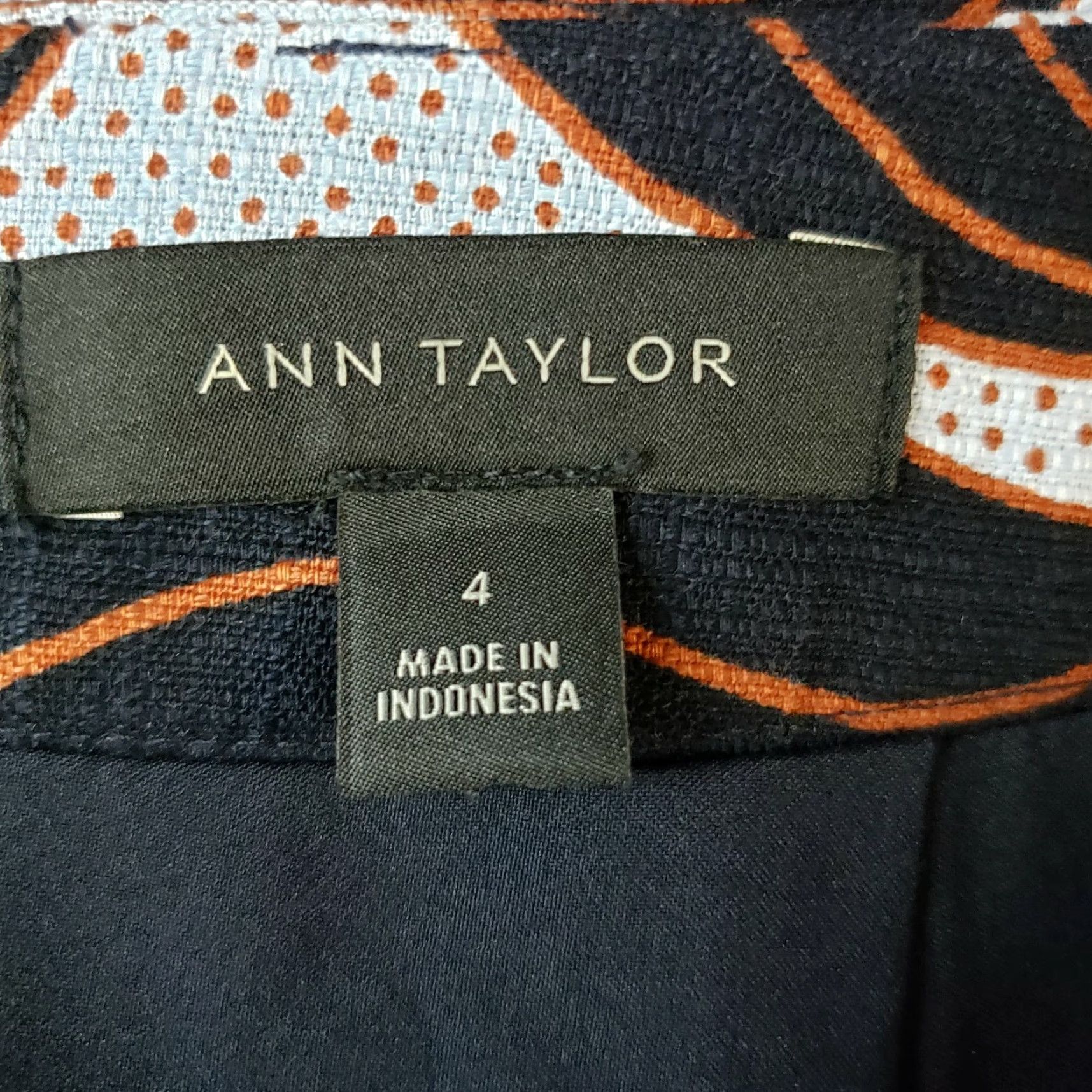 Ann Taylor Ann Taylor Womens Pencil Skirt Sz 4 Blue Brown Cotton Blend Zips- Business Knee Length 98% Cotton- 2% Spandex Womens Size 27" / US 4 / IT 40 - 3 Thumbnail