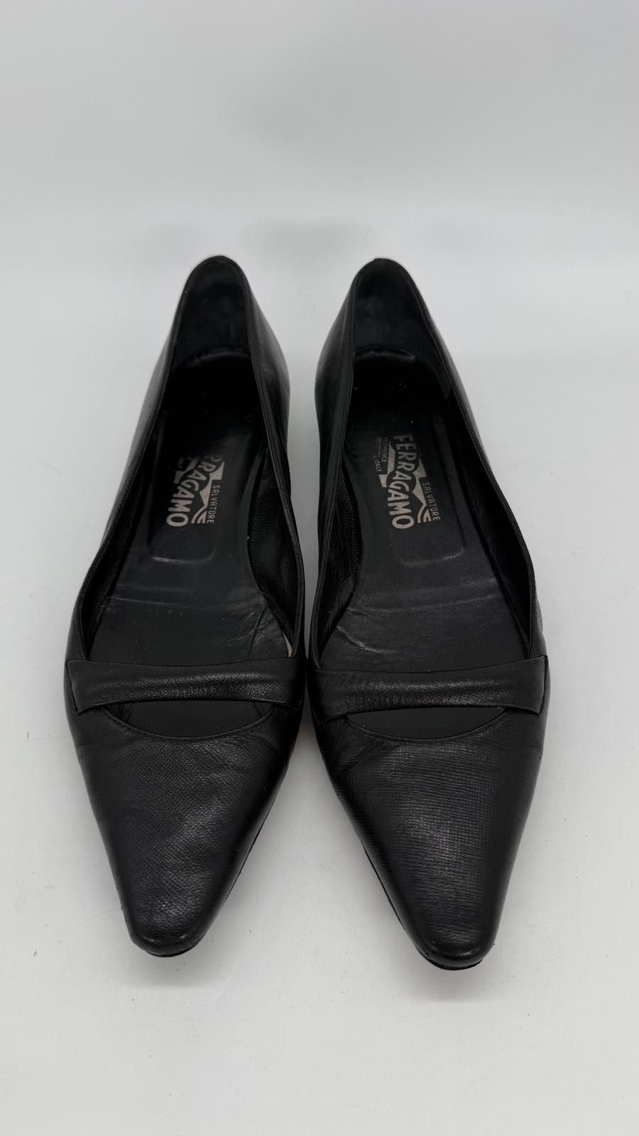 Salvatore Ferragamo Ferragamo Black Leather Flats Loafers Sz 9 Italy Size US 9 / IT 39 - 1 Thumbnail