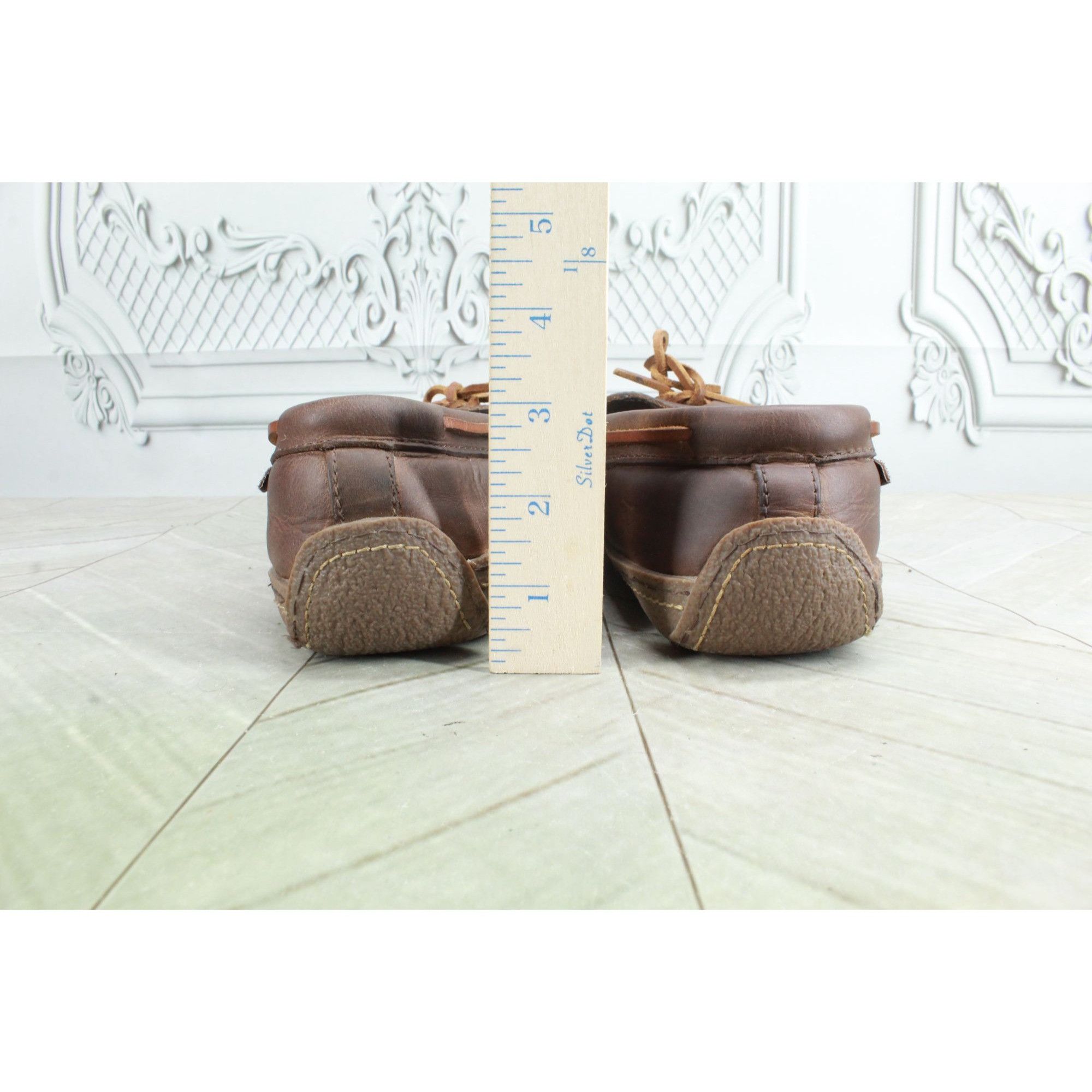 L.L. Bean LL Bean Flannel Lined Handsewn Brown Leather Slippers Size US 10 / EU 43 - 6 Thumbnail