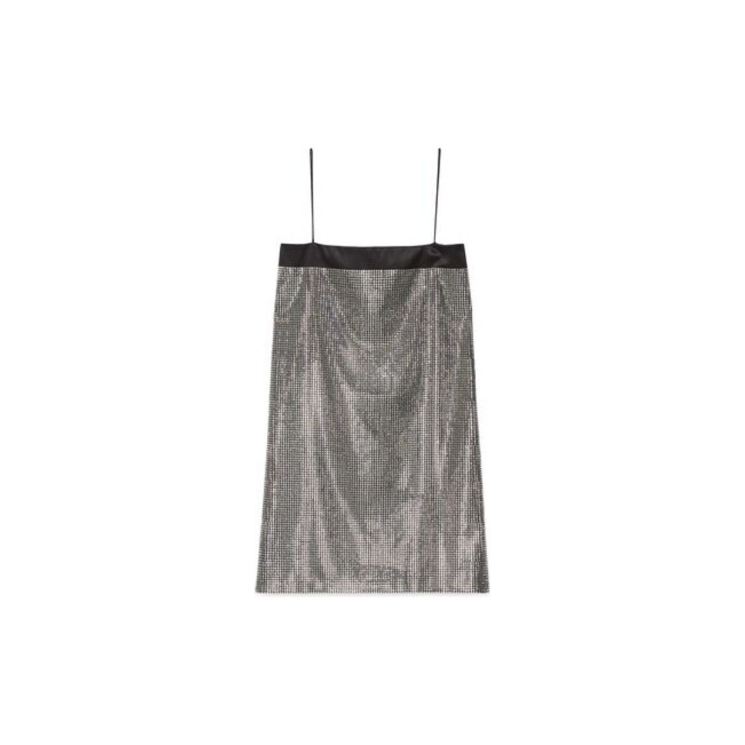 Gucci o1s1wg111025 Silk Mini Dress With Mirrors Appliqu in Silver Size S / US 4 / IT 40 - 1 Thumbnail