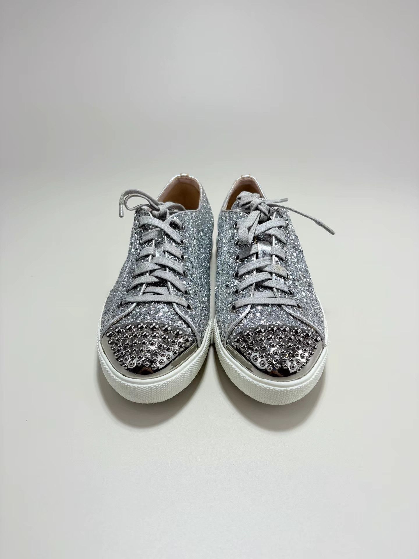Miu Miu MIUMIU Crystal & Glitter Low-Top Sneakers K1 Size US 8 / IT 38 - 2 Thumbnail