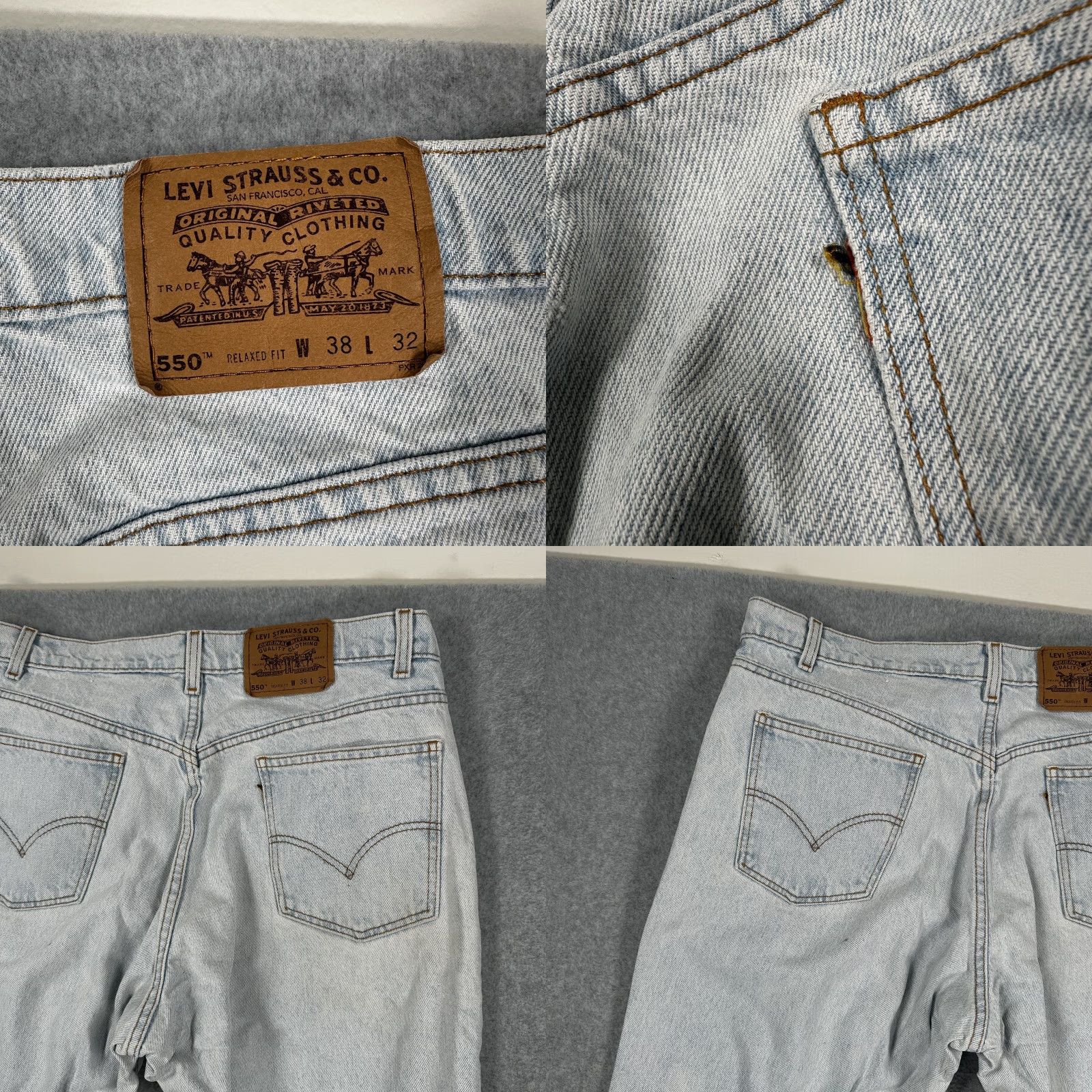 Levi's VINTAGE Levis 550 Jeans Mens 38x32 Light Wash Blue Relaxed Distressed Stained Grunge 90s Size US 38 / EU 54 - 9 Thumbnail
