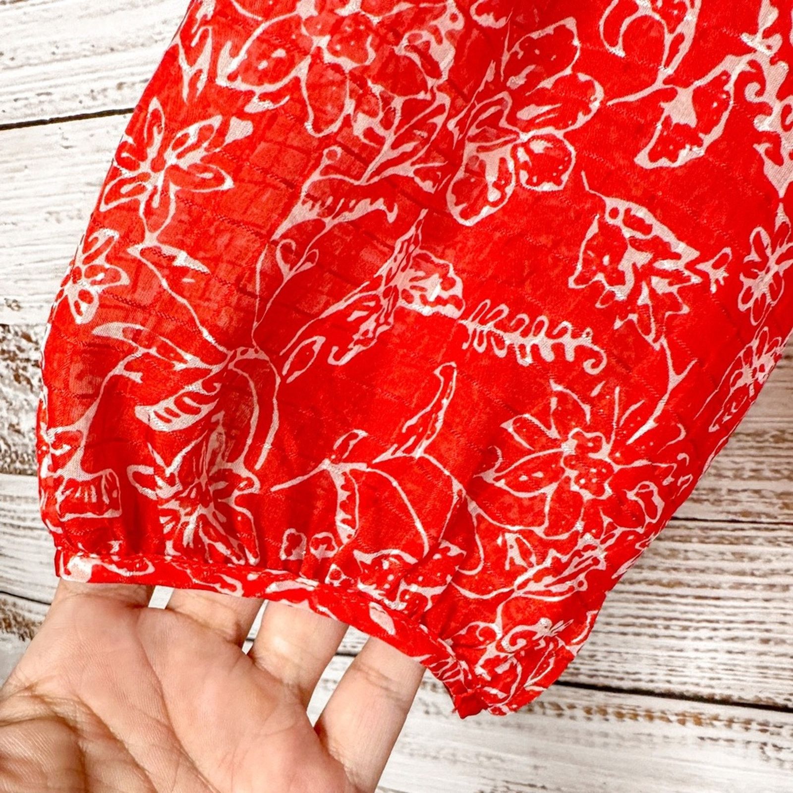 Parker Parker Ruffle Shoulder Top Red Aurora, EUC, Medium MSRP $318 Size M / US 6-8 / IT 42-44 - 7 Thumbnail