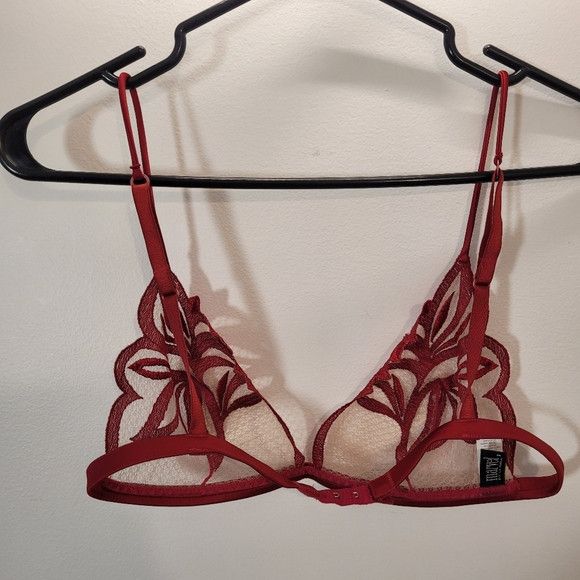 La Perla Marvel By La Perla Sheer Lace Floral Red Bralette - Size 36 Size ONE SIZE - 3 Thumbnail