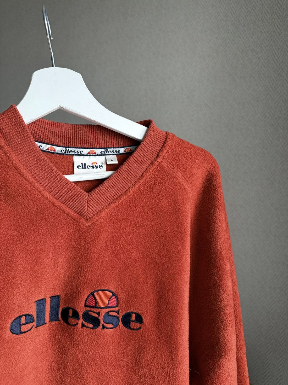 Ellesse Ellesse V-neck vintage Orange fleece pullover Size US L / EU 52-54 / 3 - 11 Thumbnail