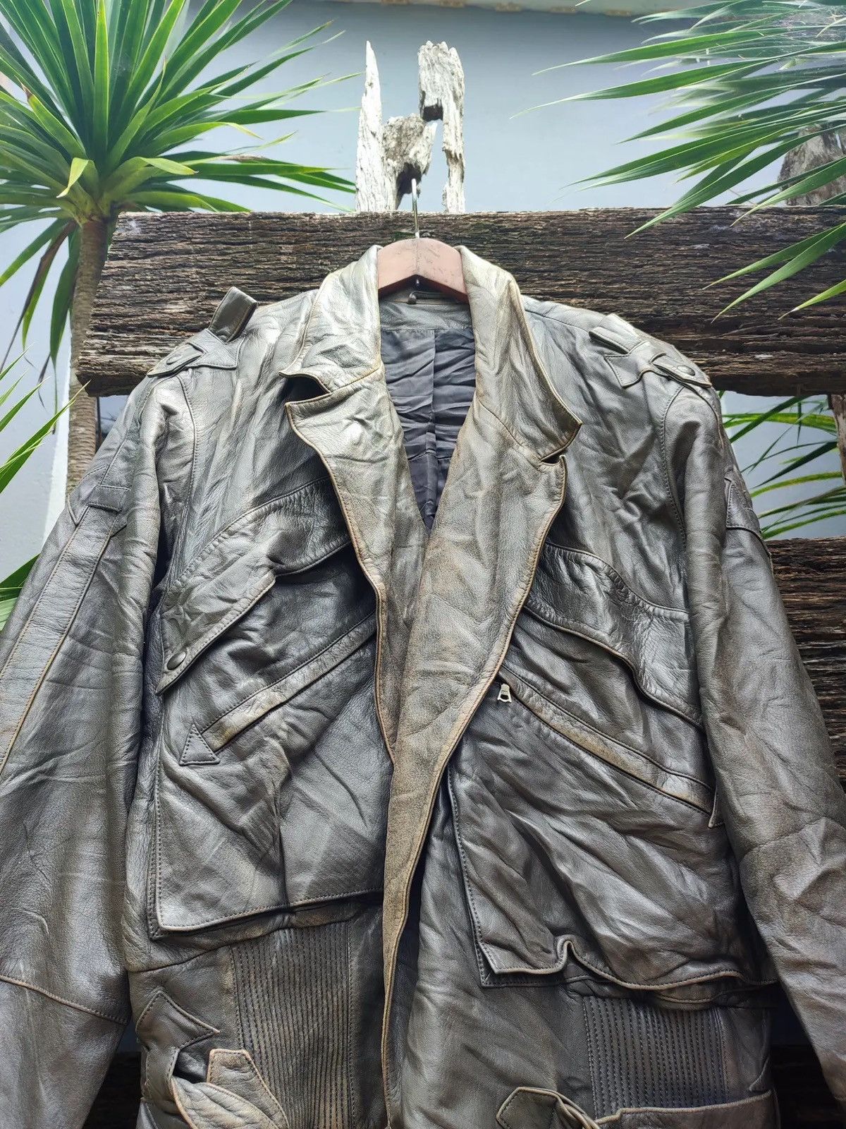 Leather Vintage Olivier Massuger Distressed Lambskin Leather Jacket Size US M / EU 48-50 / 2 - 2 Thumbnail