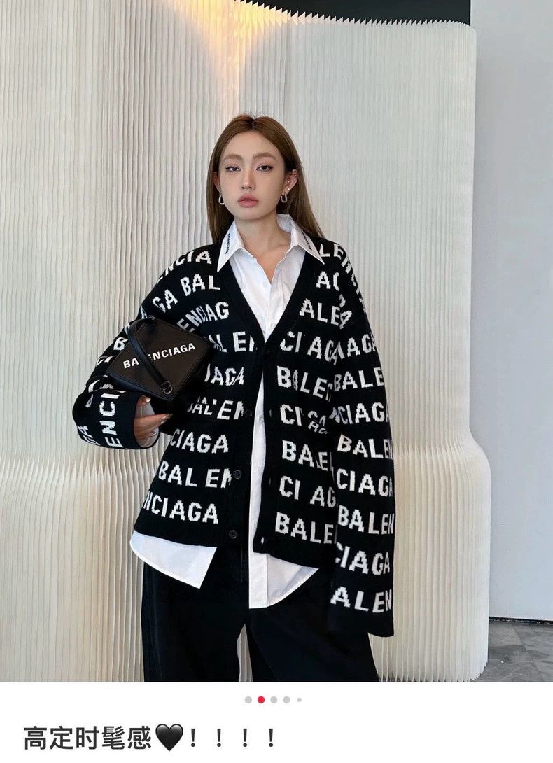 Balenciaga Balenciaga Black Full Print Logo Knit Cardigan Size S / US 4 / IT 40 - 8 Thumbnail