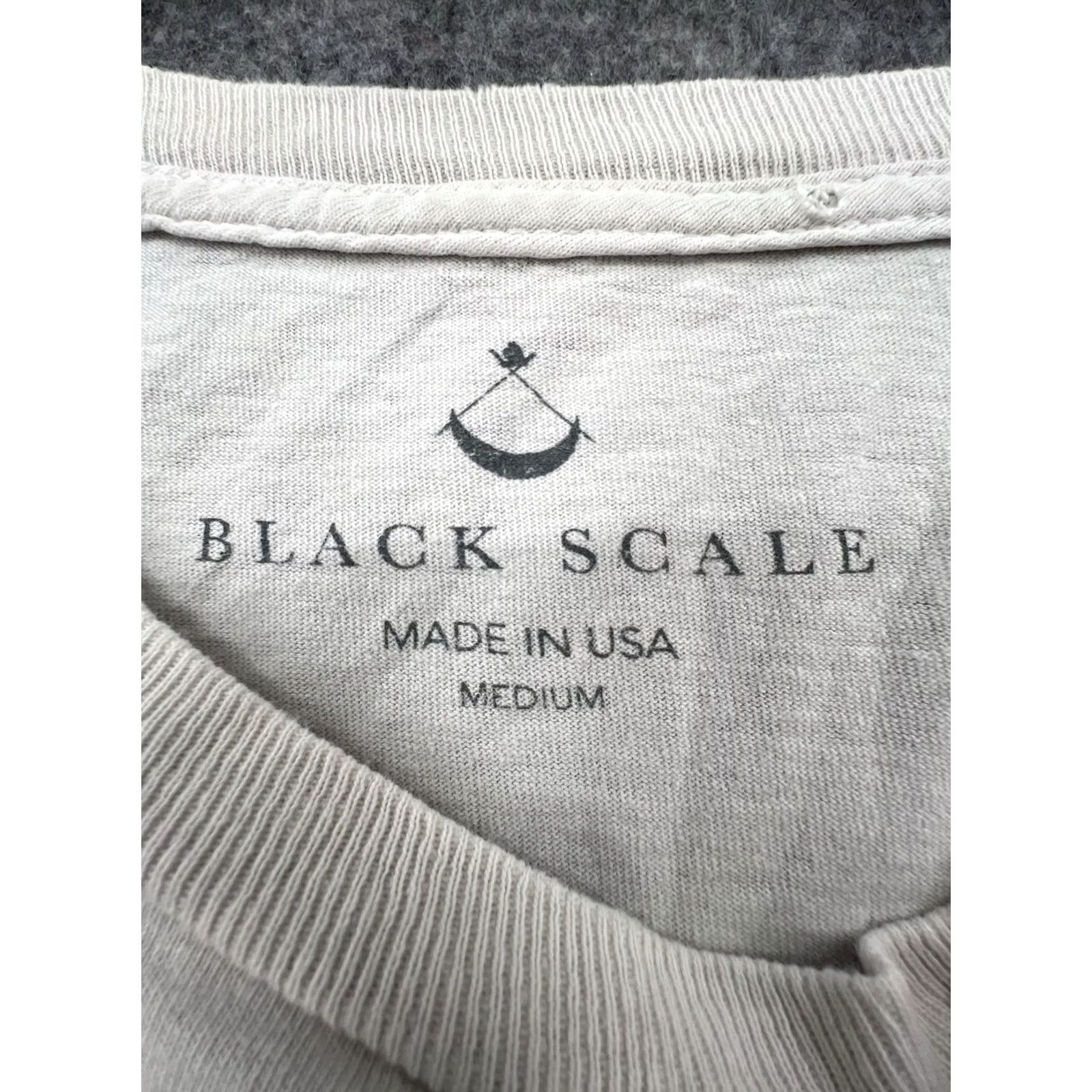 Black Scale Black Scale T-Shirt Mens Crew Neck Short Sleeve Cotton Made in USA Size M Black/White USA 2020s Size US M / EU 48-50 / 2 - 5 Thumbnail