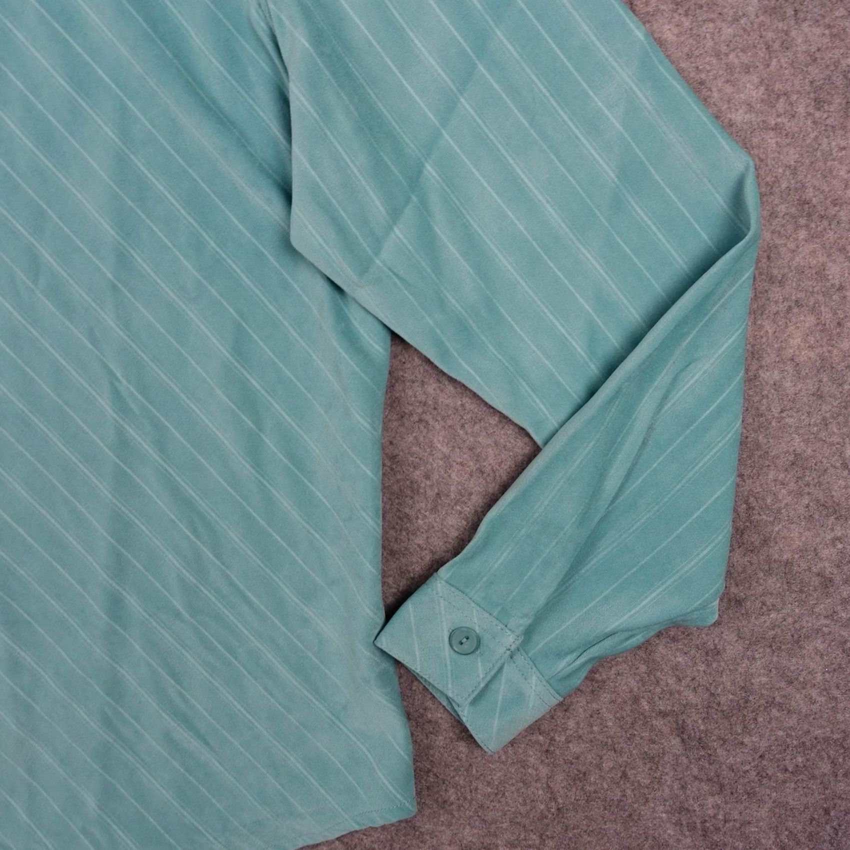 Vintage Susan Graver Shirt Womens L Blue Stripe Button Up Western Stretch Top Teal Size L / US 10 / IT 46 - 4 Thumbnail