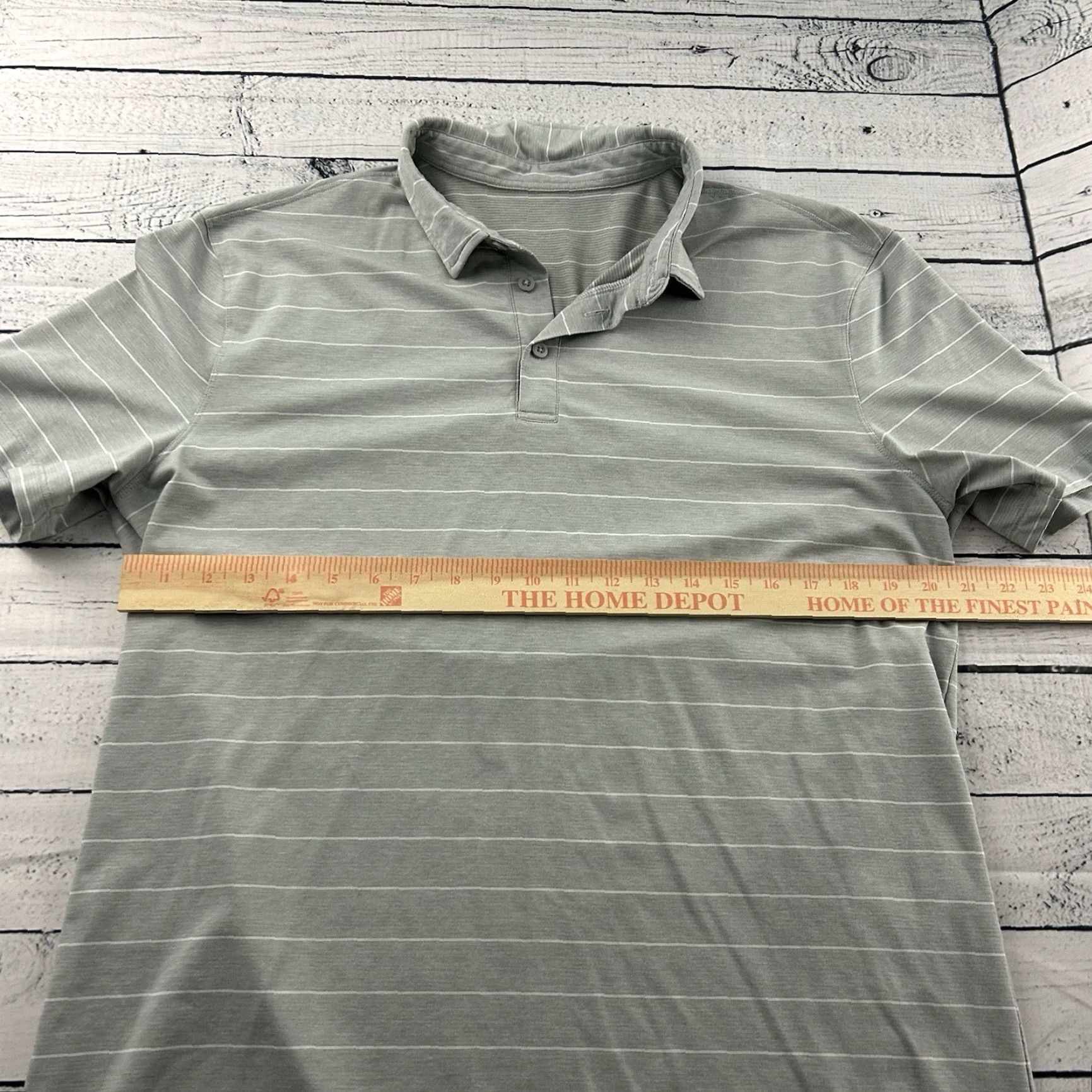 Lululemon Lululemon Short Sleeve Striped Polo Shirt Men's Large Gray Size US L / EU 52-54 / 3 - 3 Thumbnail