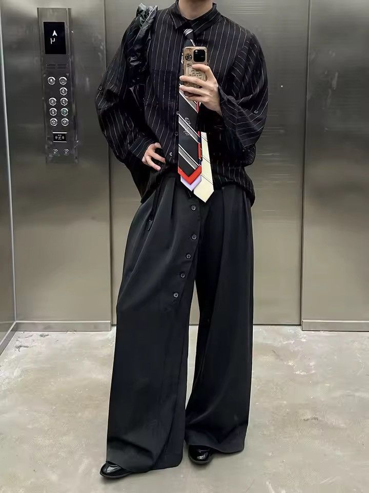 Other Casual Streetwear Loose Button Pleated Office Work Pants Size US 30 / EU 46 - 3 Thumbnail