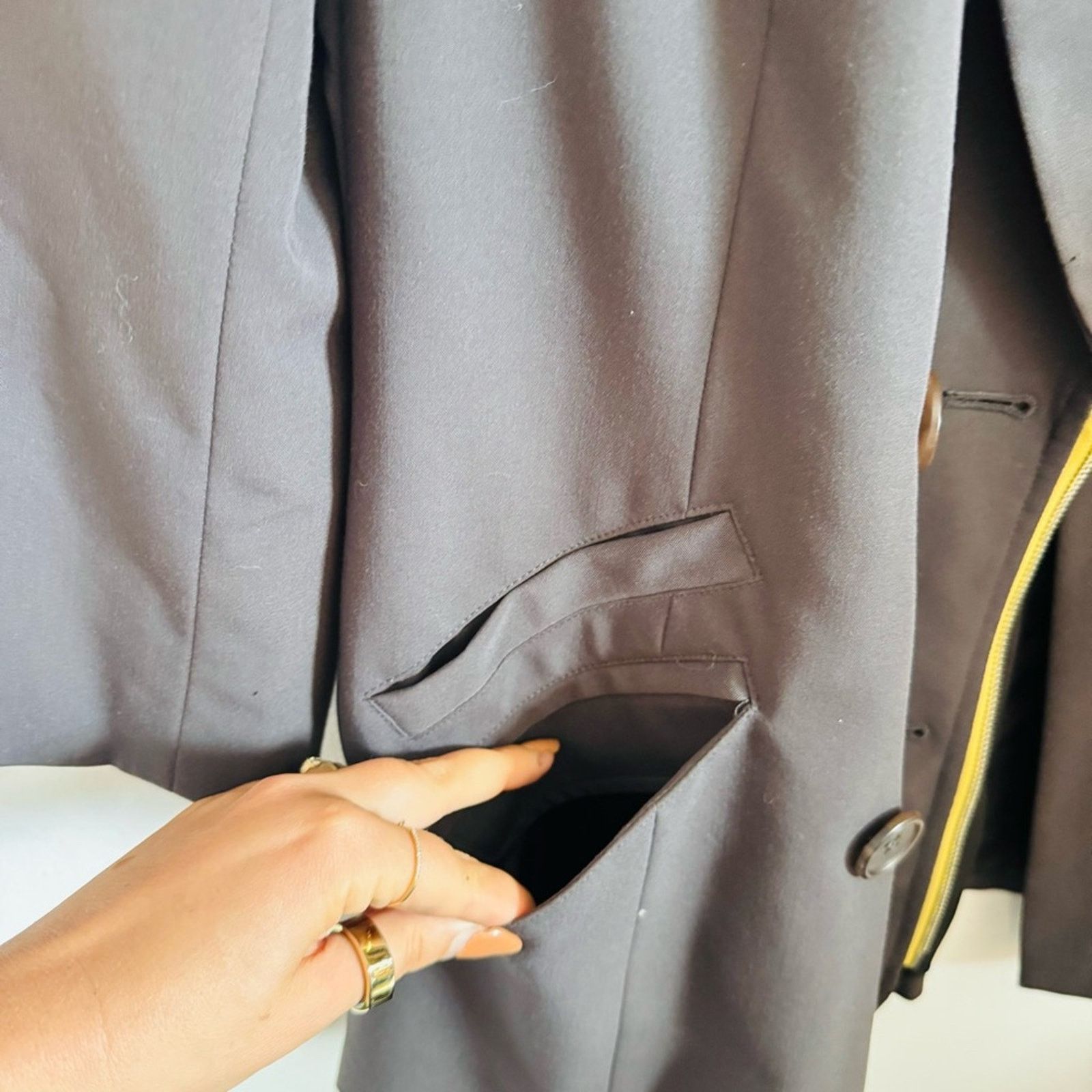 DKNY DKNY Charcoal Grey Button Yellow Zip $168 Blazer Jacket Coat Size M / US 6-8 / IT 42-44 - 7 Thumbnail