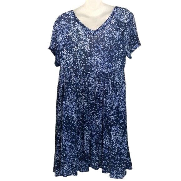 Other Woman Within 32W Dress Blue Floral V Neck Cottagecore Maxi S Size 3XL / US 20-22 - 4 Thumbnail