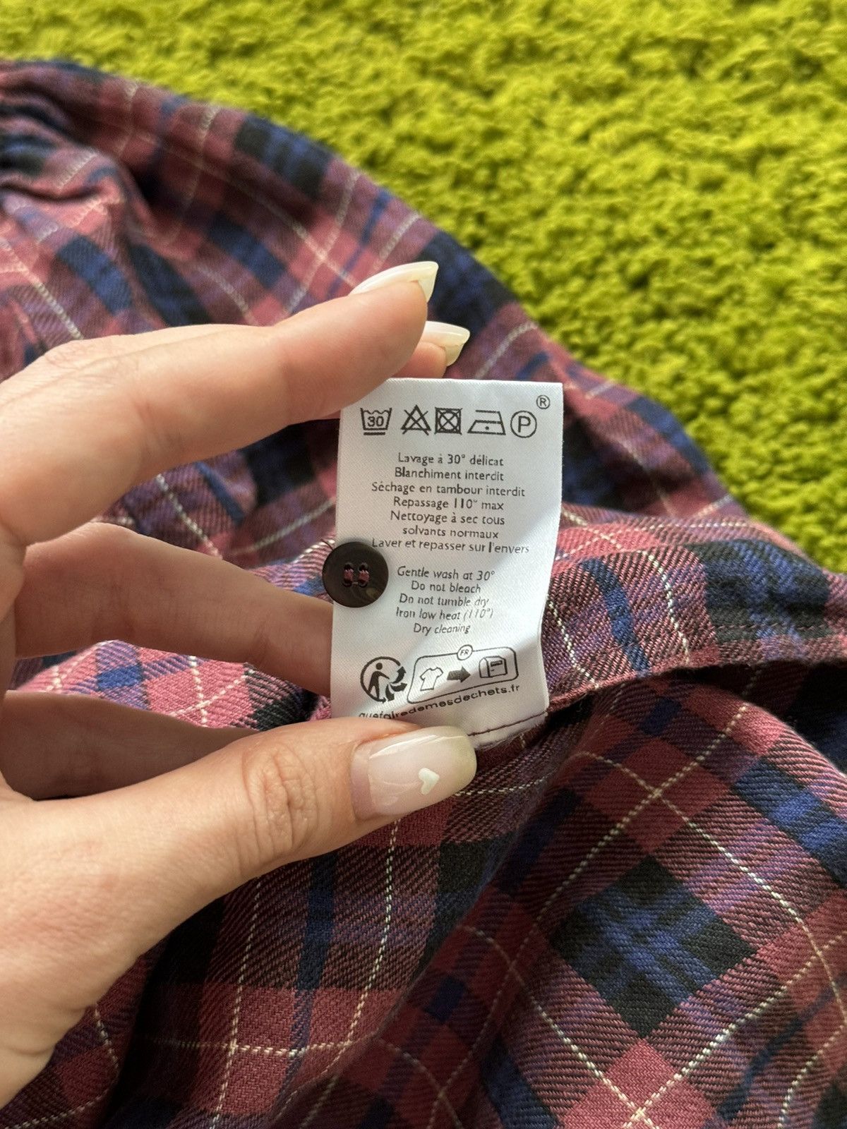 Designer × Sezane Sezane Paris 100% linen tartan puff sleeves blouse shirt Size XS / US 0-2 / IT 36-38 - 5 Thumbnail