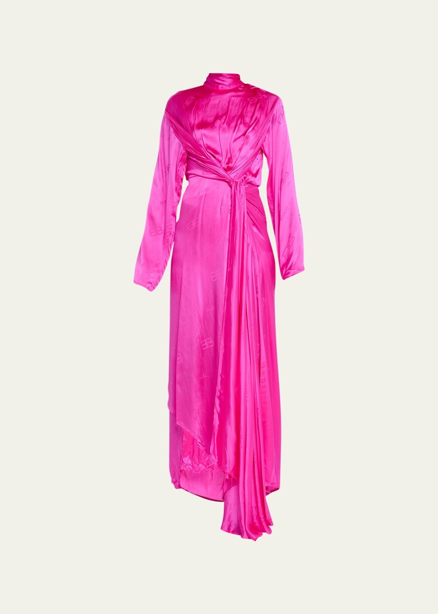 Balenciaga o1s1wg110425 Front Drape Dress in Fuchsia Size XL / US 12-14 / IT 48-50 - 1 Thumbnail