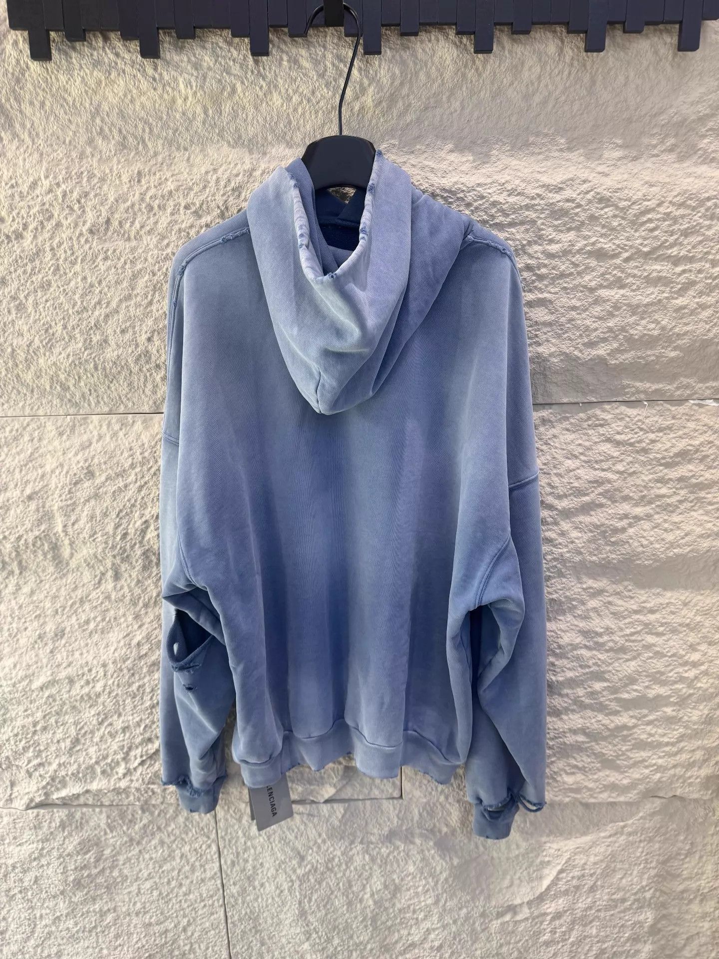 Balenciaga 24ss Mist Blue Eiffel Tower Hoodie Unisex