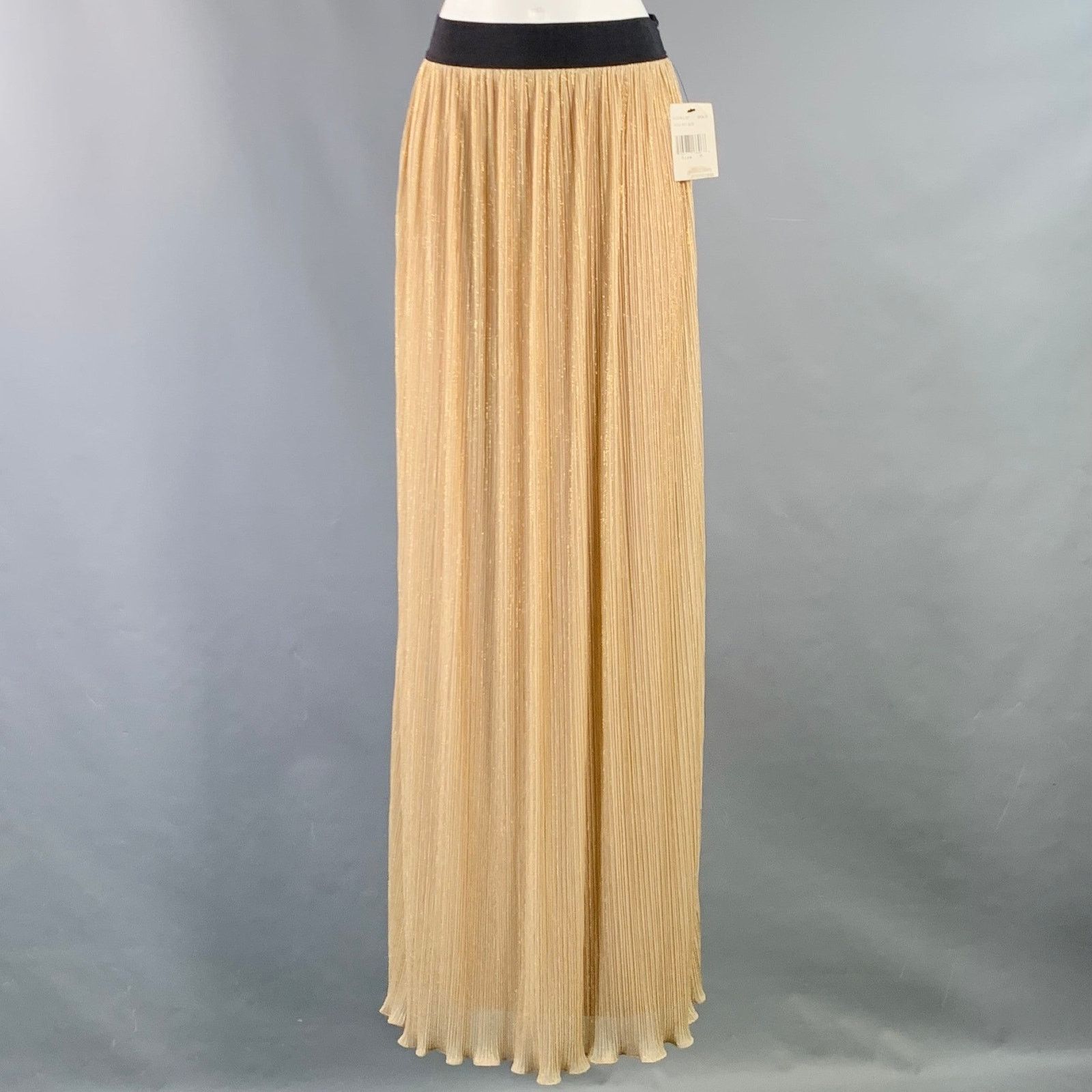 Other ABS Size M Cream Gold Polyester Metallic Pleated Maxi Skirt Size 28" / US 6 / IT 42 - 1 Thumbnail
