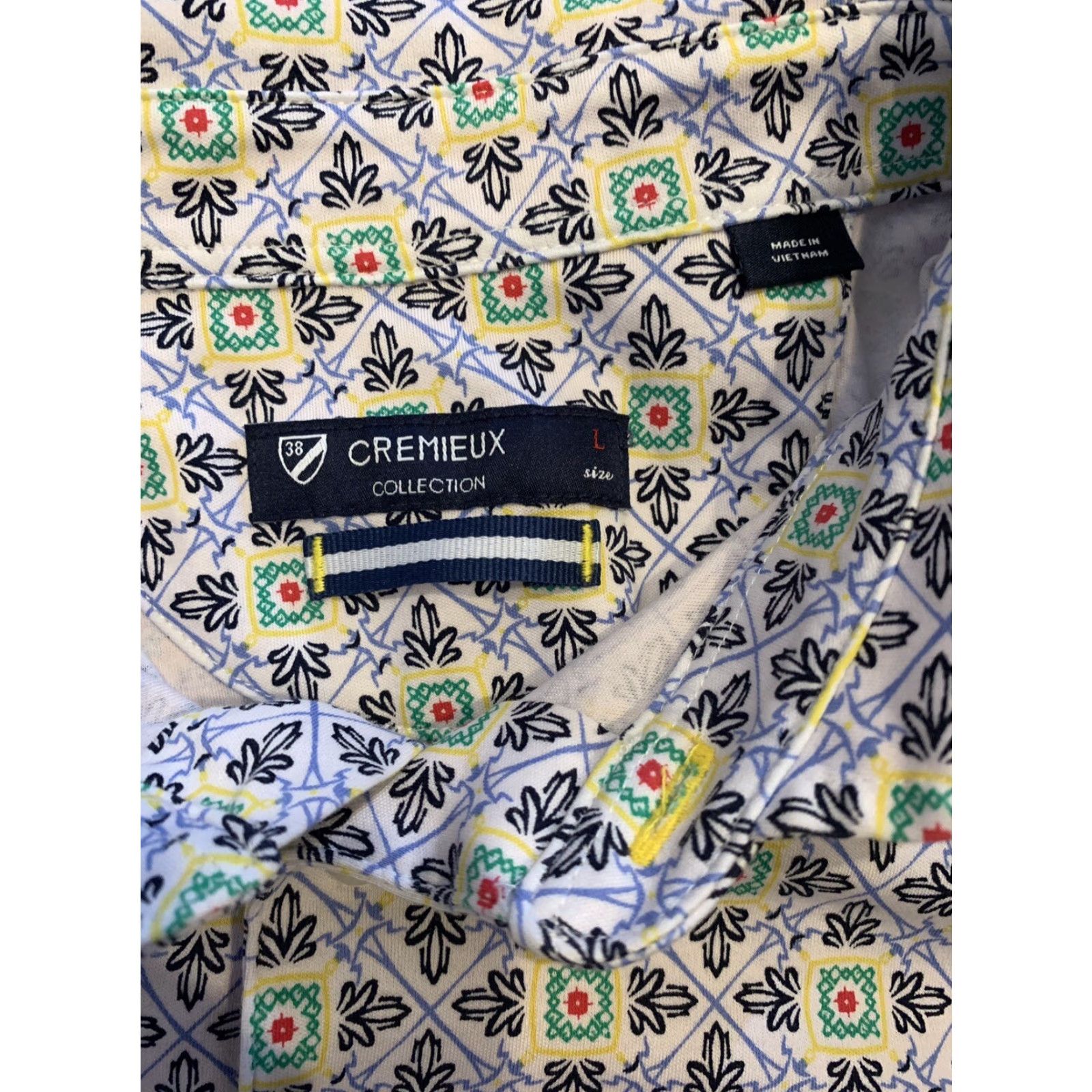 Cremieux Daniel Cremieux Mens Shirt Island Collection Cotton Geometric Large Blue Polo Short Sleeve L Mens Size US L / EU 52-54 / 3 - 2 Thumbnail